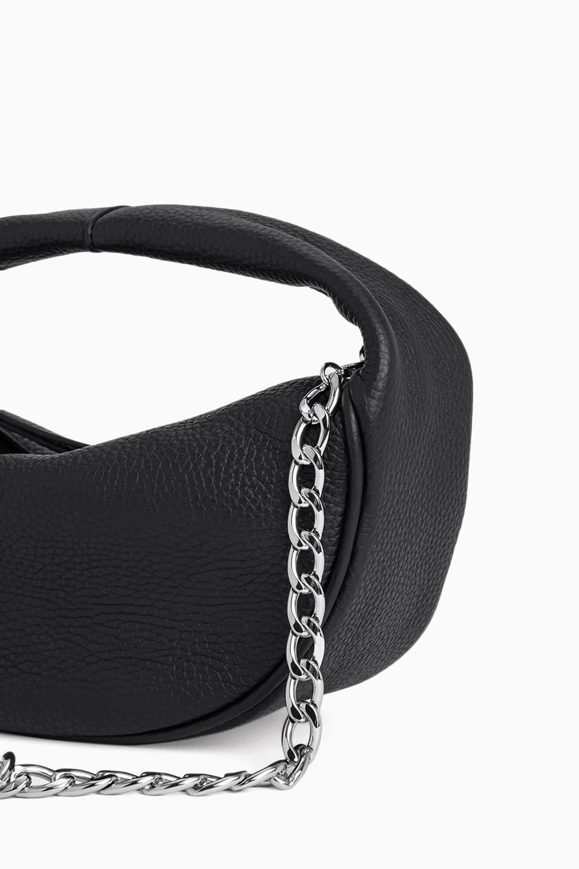 Buy BY FAR Black Baby Cush Top Handle Bag in Flat Grain Leather 