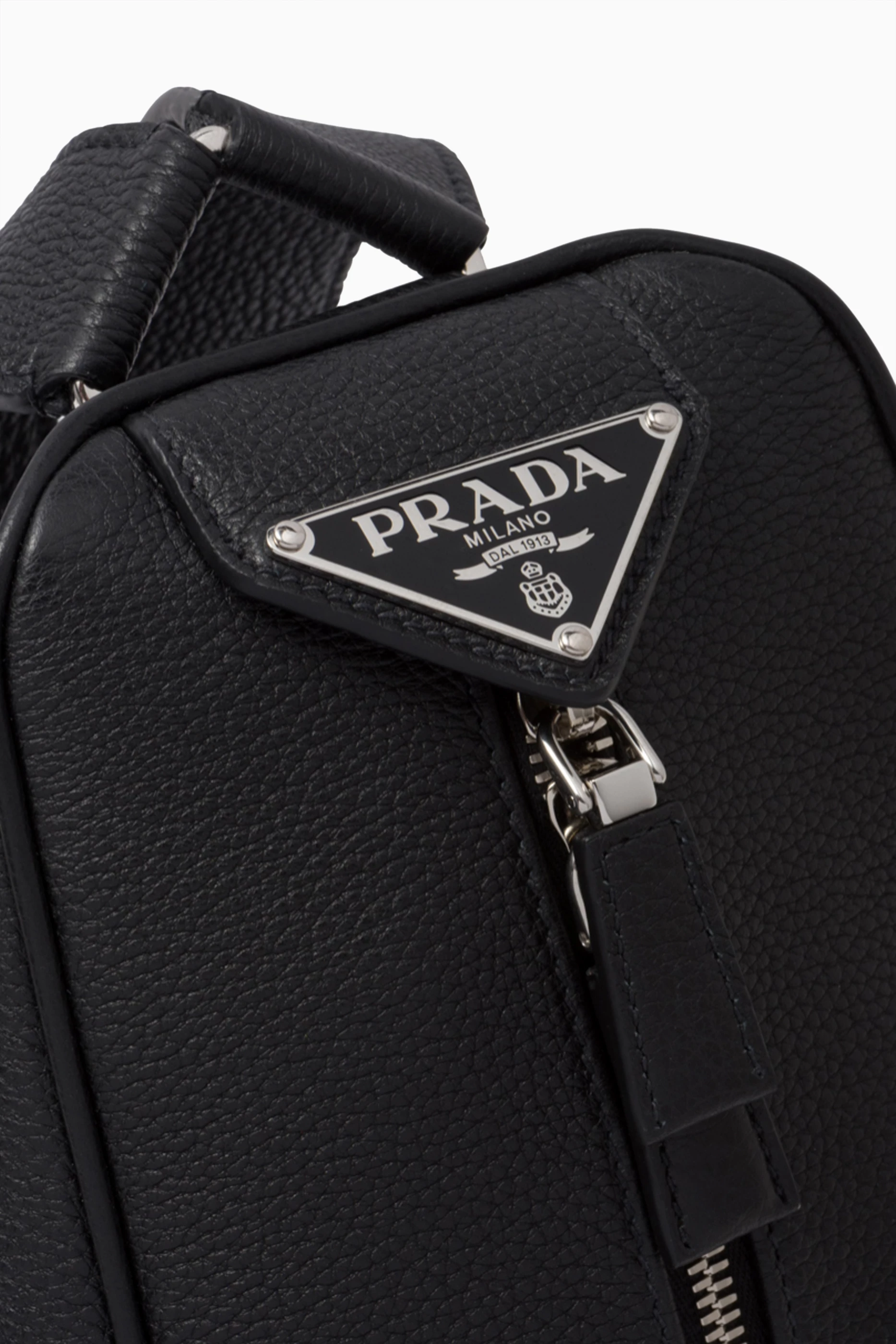 Buy Prada Black Triangle Backpack in Leather for Men Online