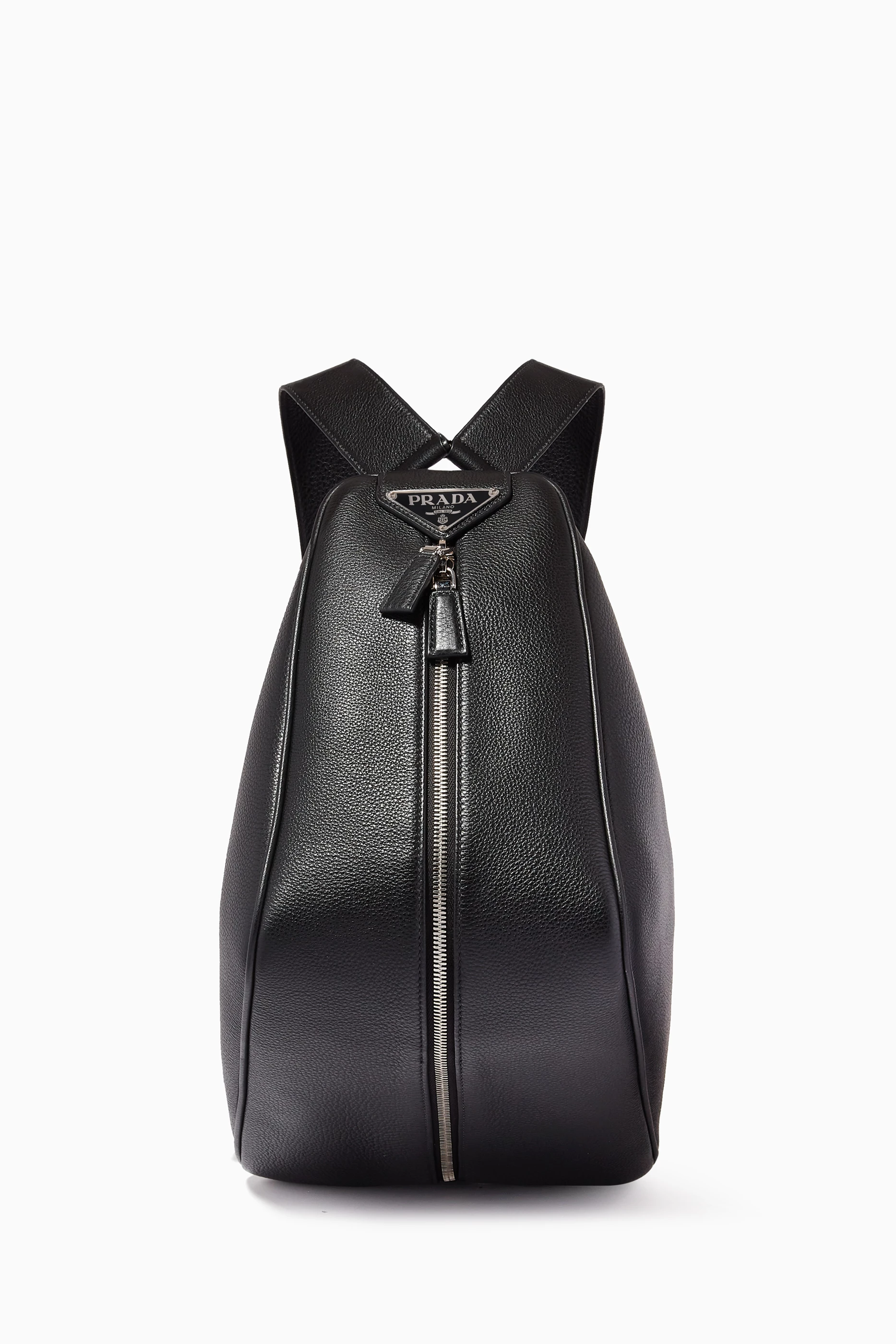 Buy Prada Black Triangle Backpack in Leather for Men Online
