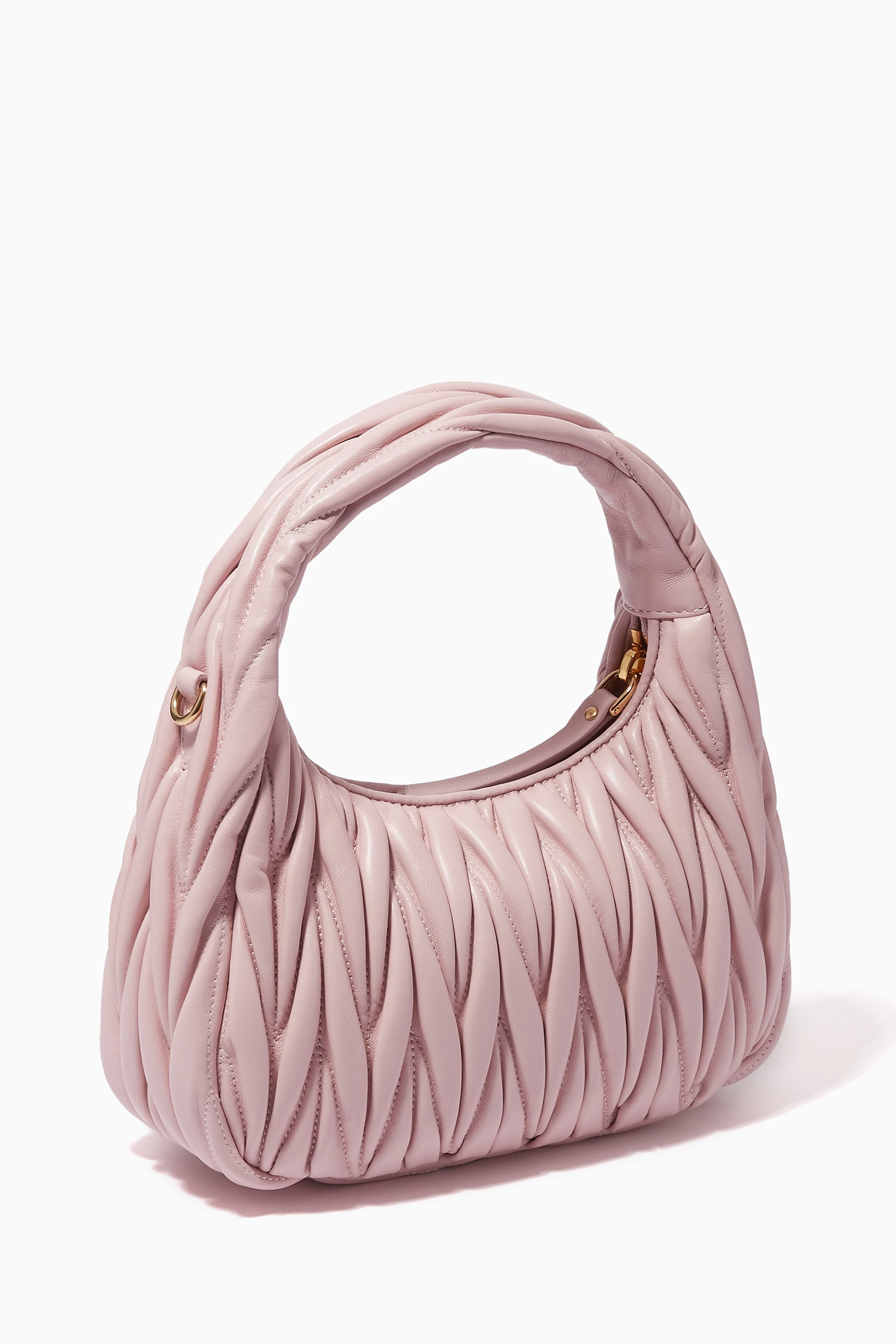 【送料&関税込】Miu Miu Powder Pink Nappa Leather Handbag Powder Pink Arcadie Matelassé Nappa Leather Mini-bag | Miu Miu