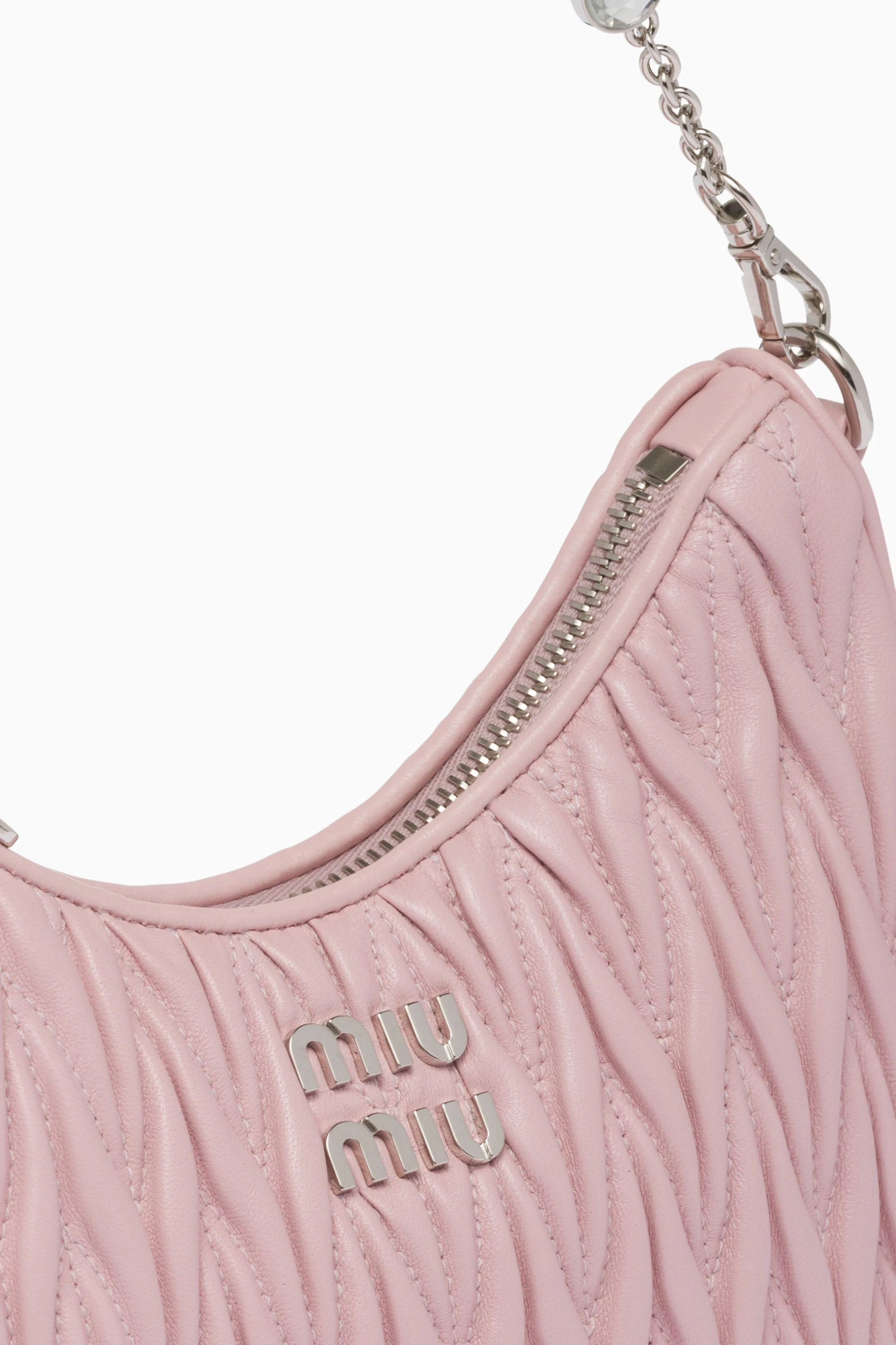 Buy Miu Miu Pink Small Shoulder Bag in Matelassé Nappa