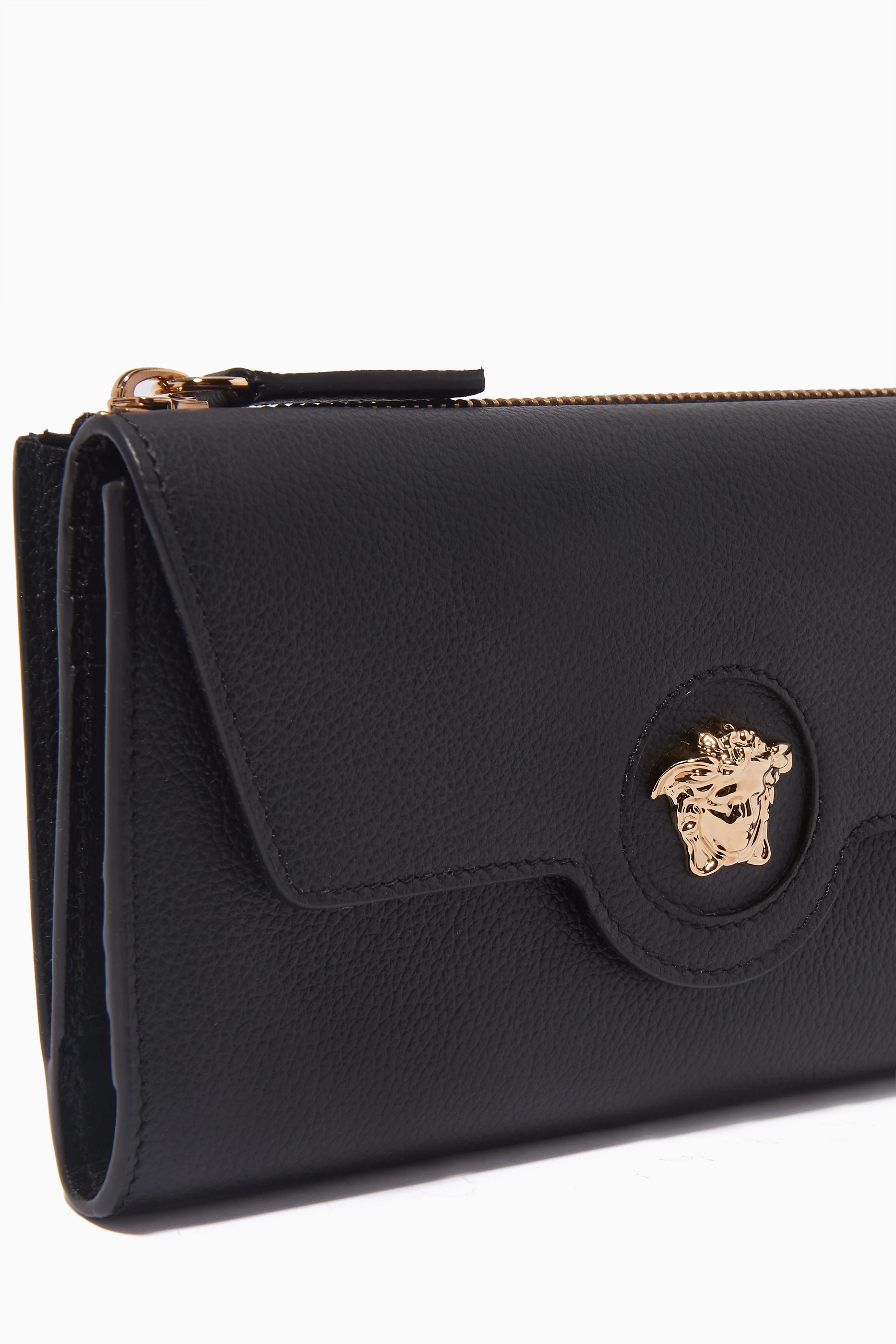 【送料&関税込】Versace Long Wallet With Logo Versace Black Icon Long Wallet Versace