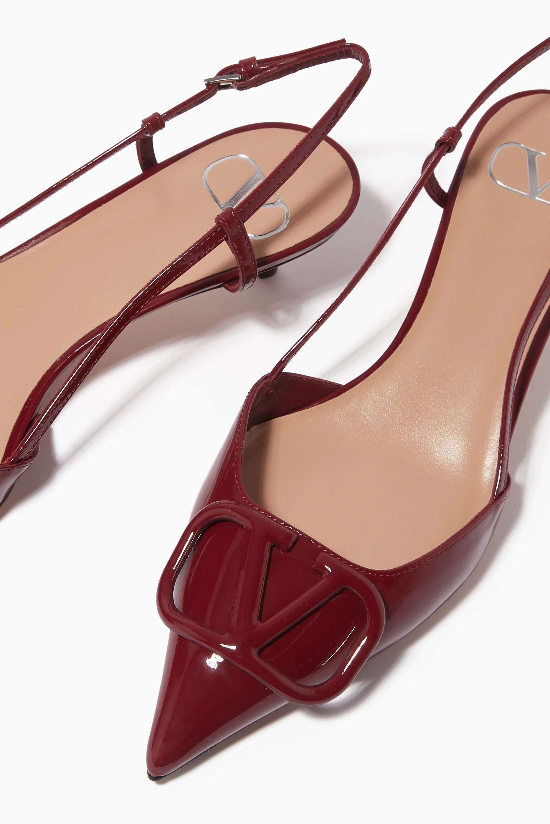 Buy Valentino Garavani Burgundy Valentino Garavani VLOGO Slingback