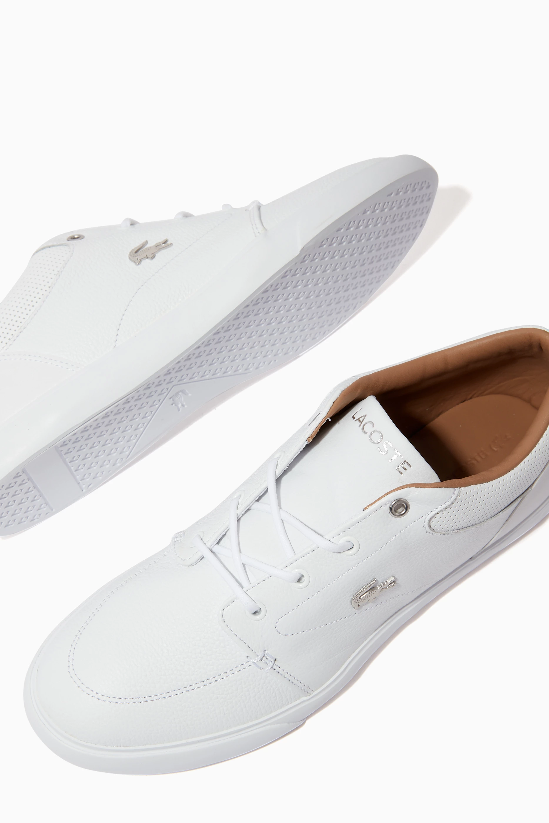 Buy Lacoste White Bayliss Sneakers in Leather for Men Online Ounass Kuwait