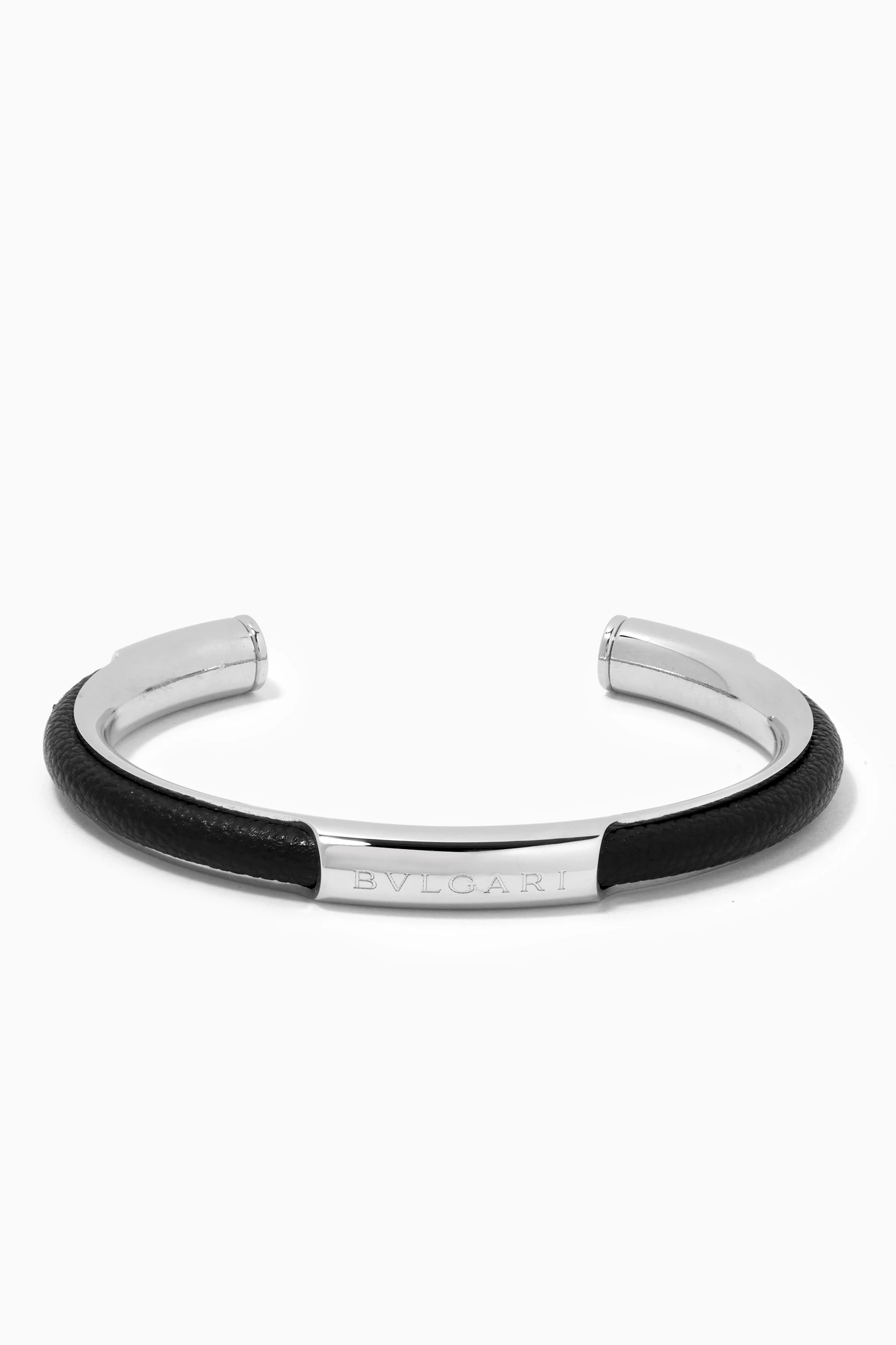 Buy BVLGARI Black Bvlgari Bvlgari Bracelet in Leather Brass for Men Online Ounass Kuwait
