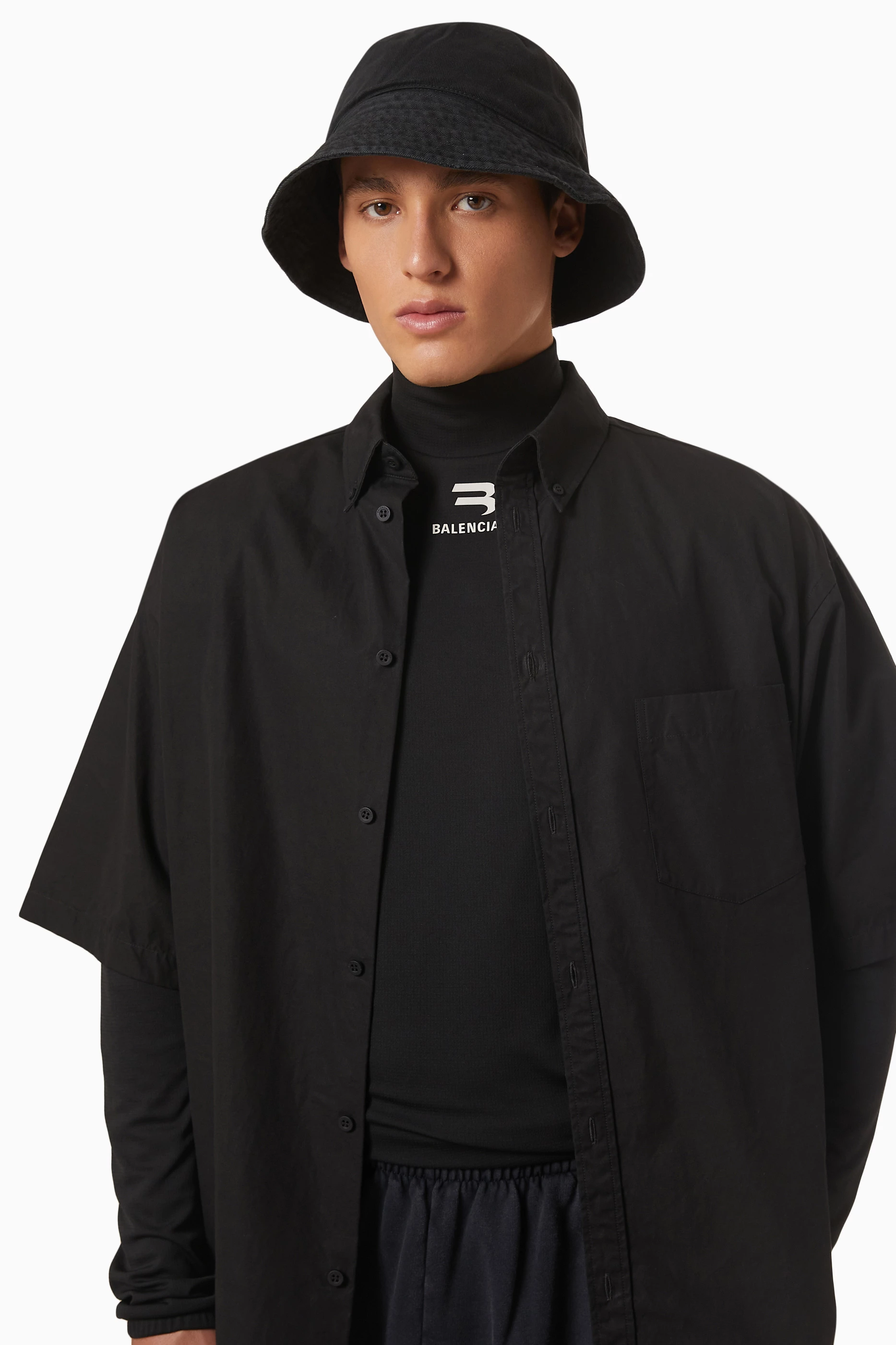 Buy Balenciaga Black Bucket Hat in Cotton-blend for Men