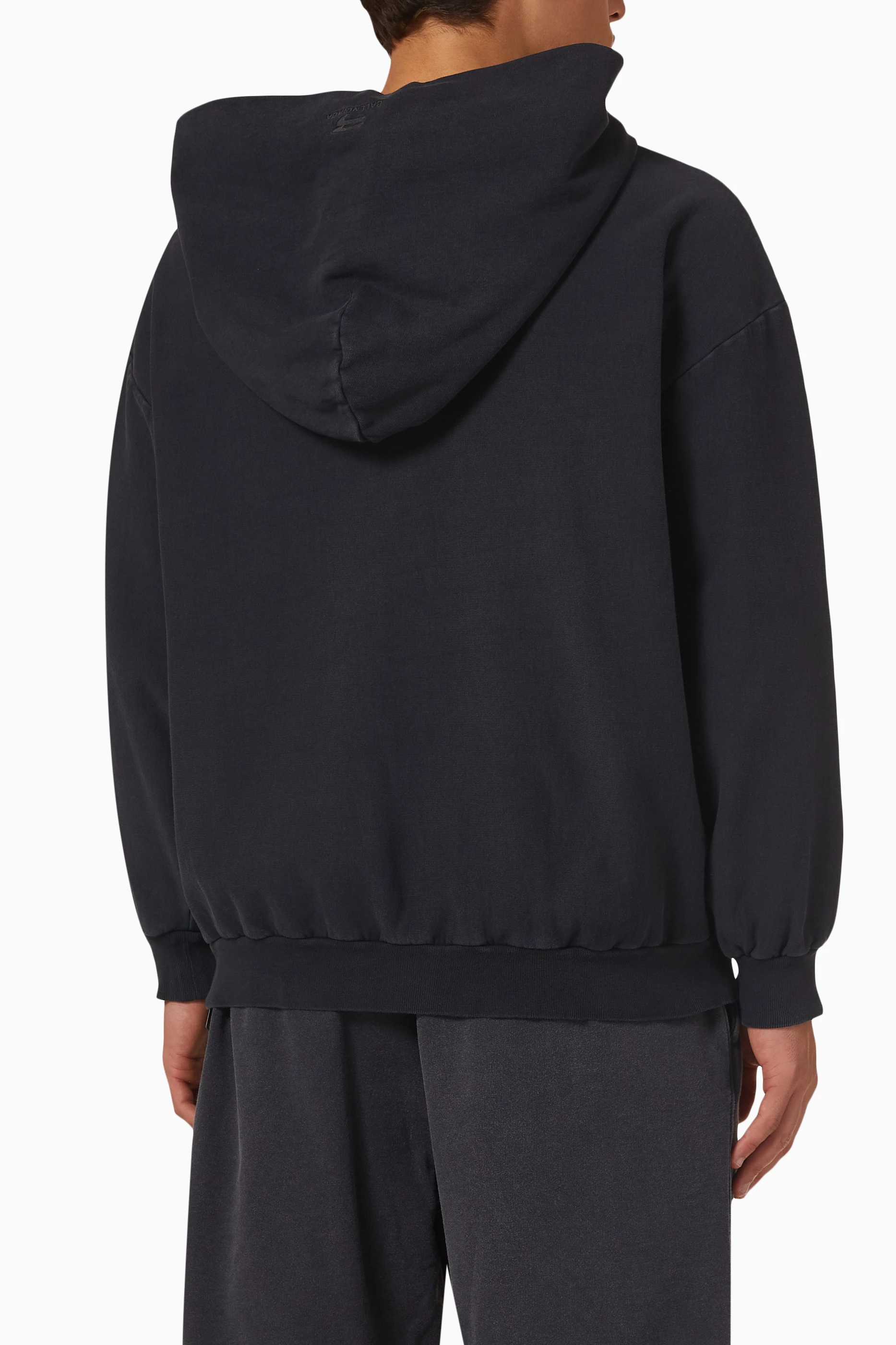 Buy Balenciaga Black Small Fit Zip Hoodie in Cotton Jersey for Men