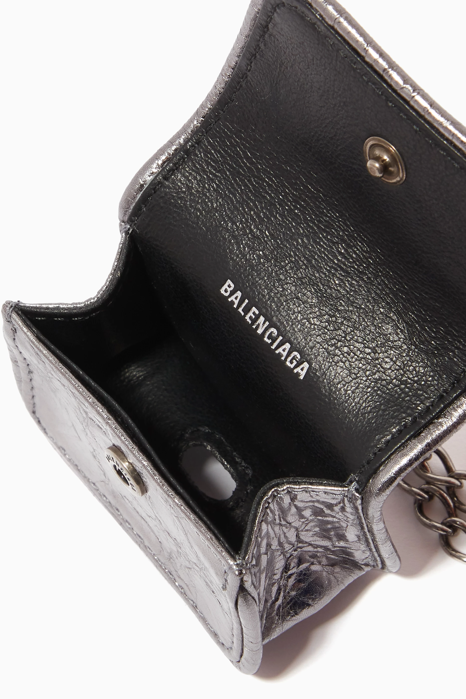 Buy Balenciaga Silver Le Cagole Flap AirPods Case in Arena
