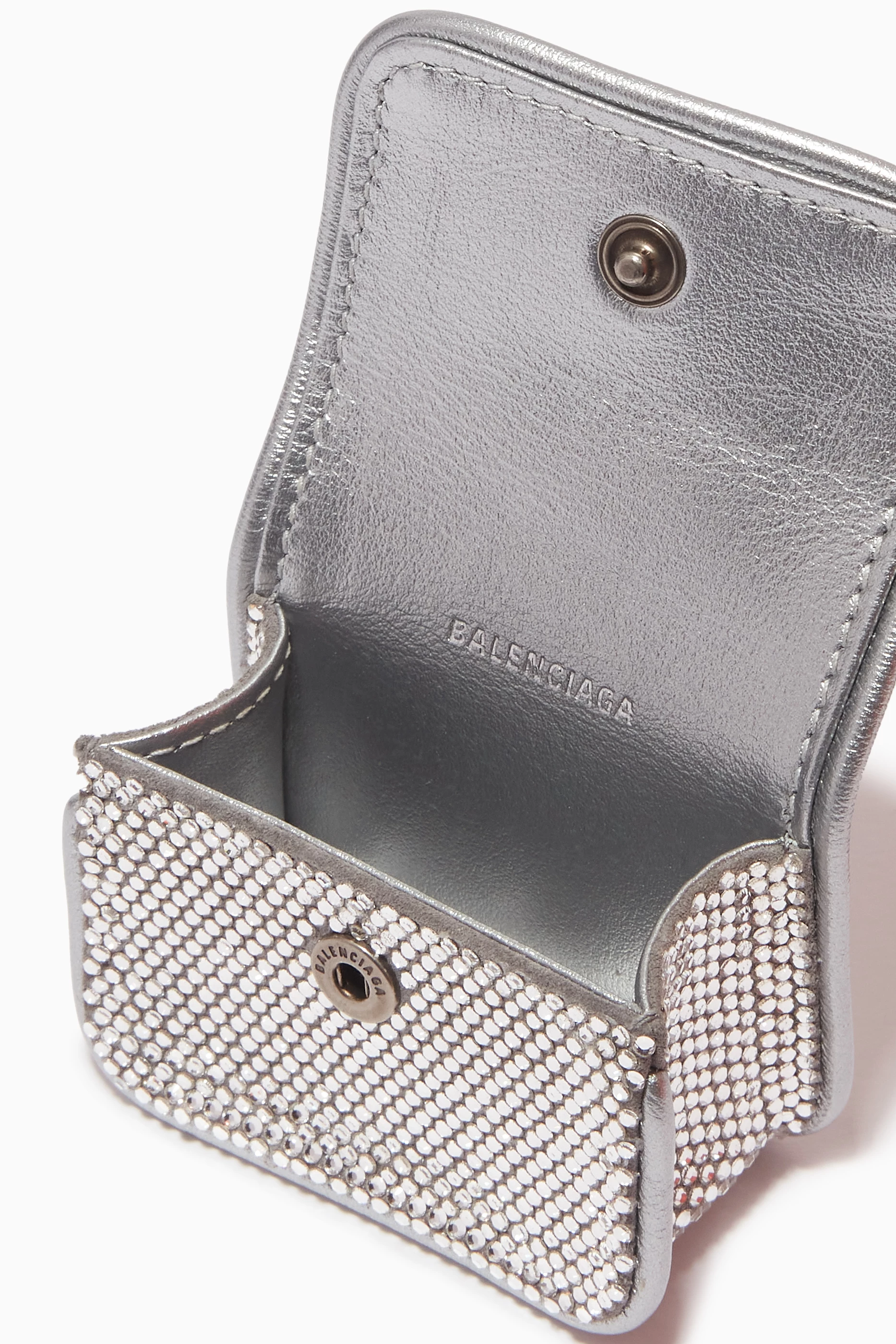 BALENCIAGA LECAGOLE ケース/airpods Buy Balenciaga Grey Le Cagole AirPods 3 Flap Case with Chain in