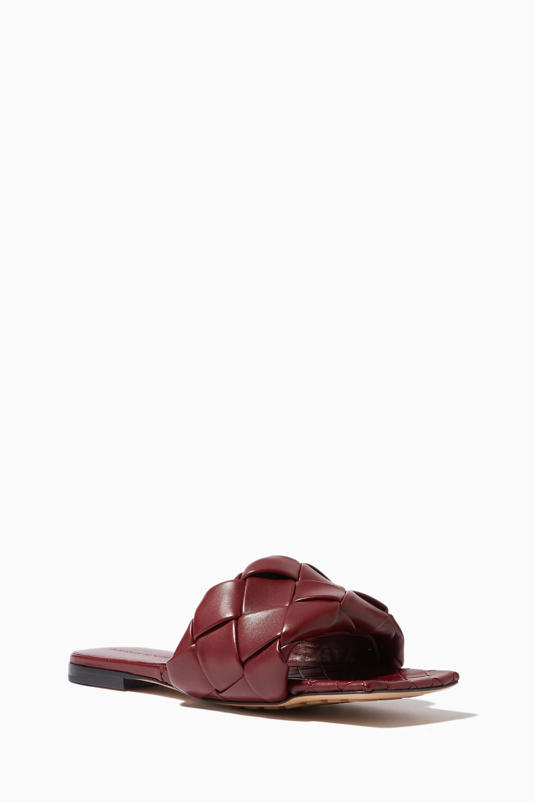 Buy Bottega Veneta Burgundy Lido Flat Sandals in Quilted