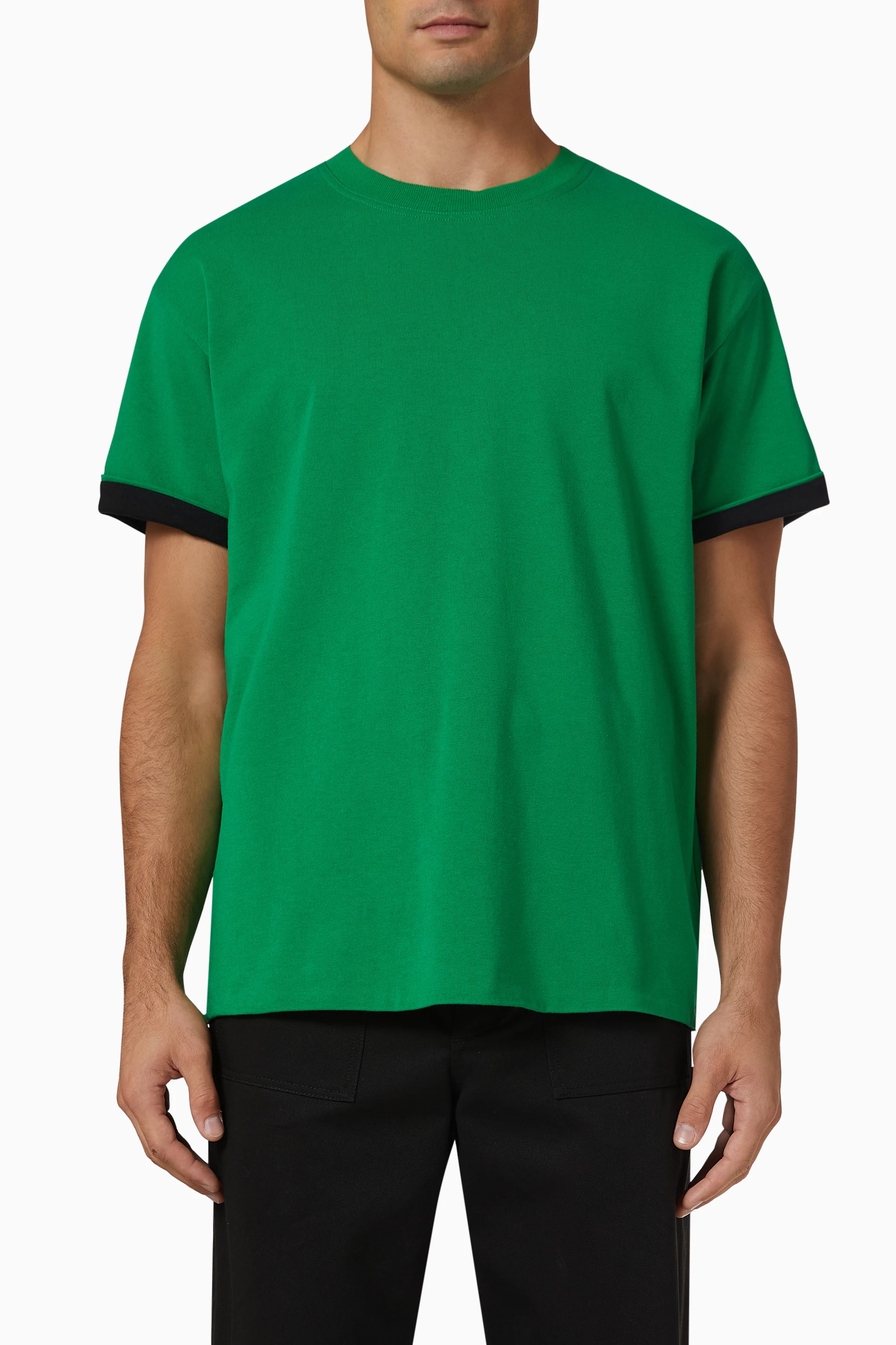 Buy Bottega Veneta Green Double Layered T-shirt in Cotton