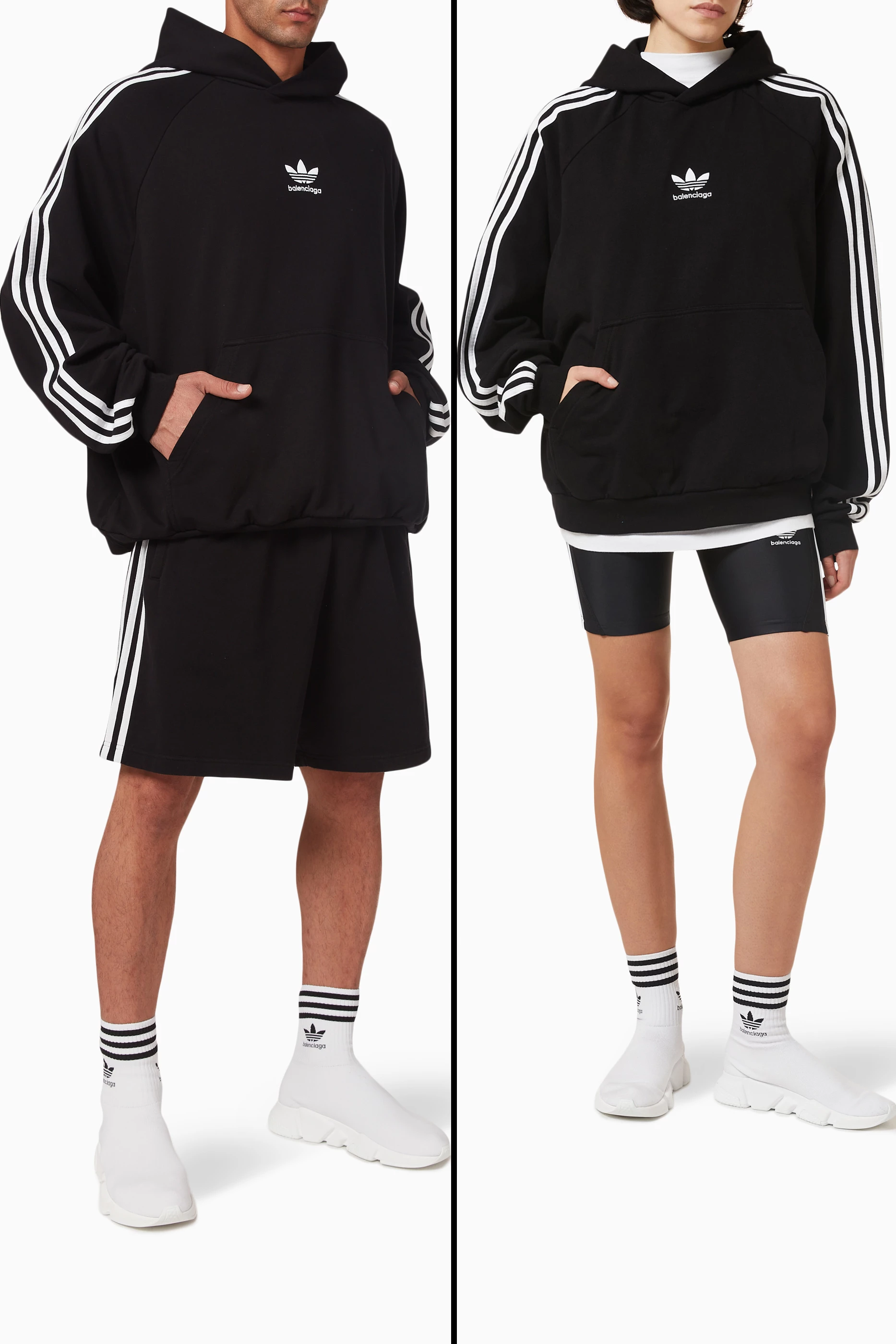 Buy Balenciaga Black x Adidas Large Fit Hoodie in Cotton