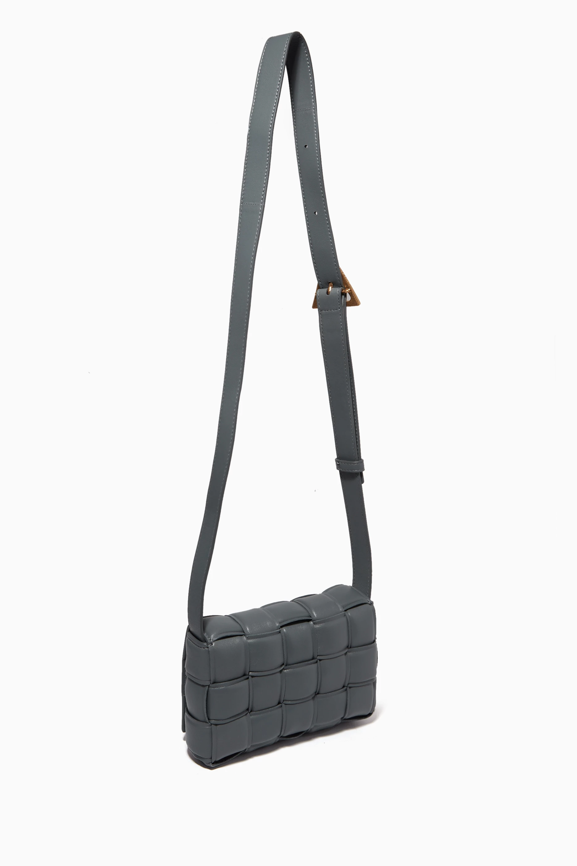 Buy Bottega Veneta Grey Small Padded Cassette Bag in Intreccio