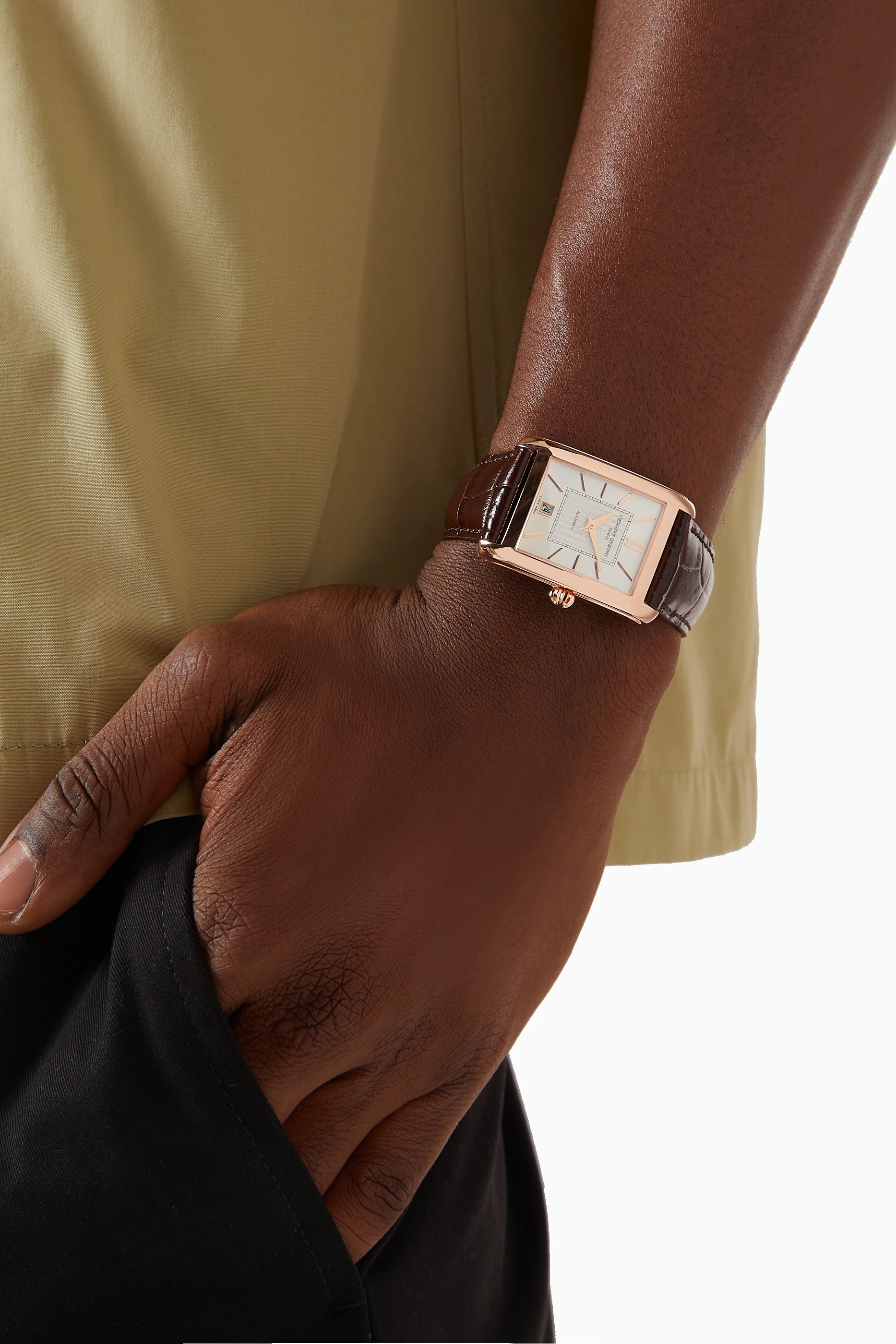 Buy Frederique Constant Brown Classics Carree Automatic Leather Watch 30.4mm for Men Online Ounass Kuwait