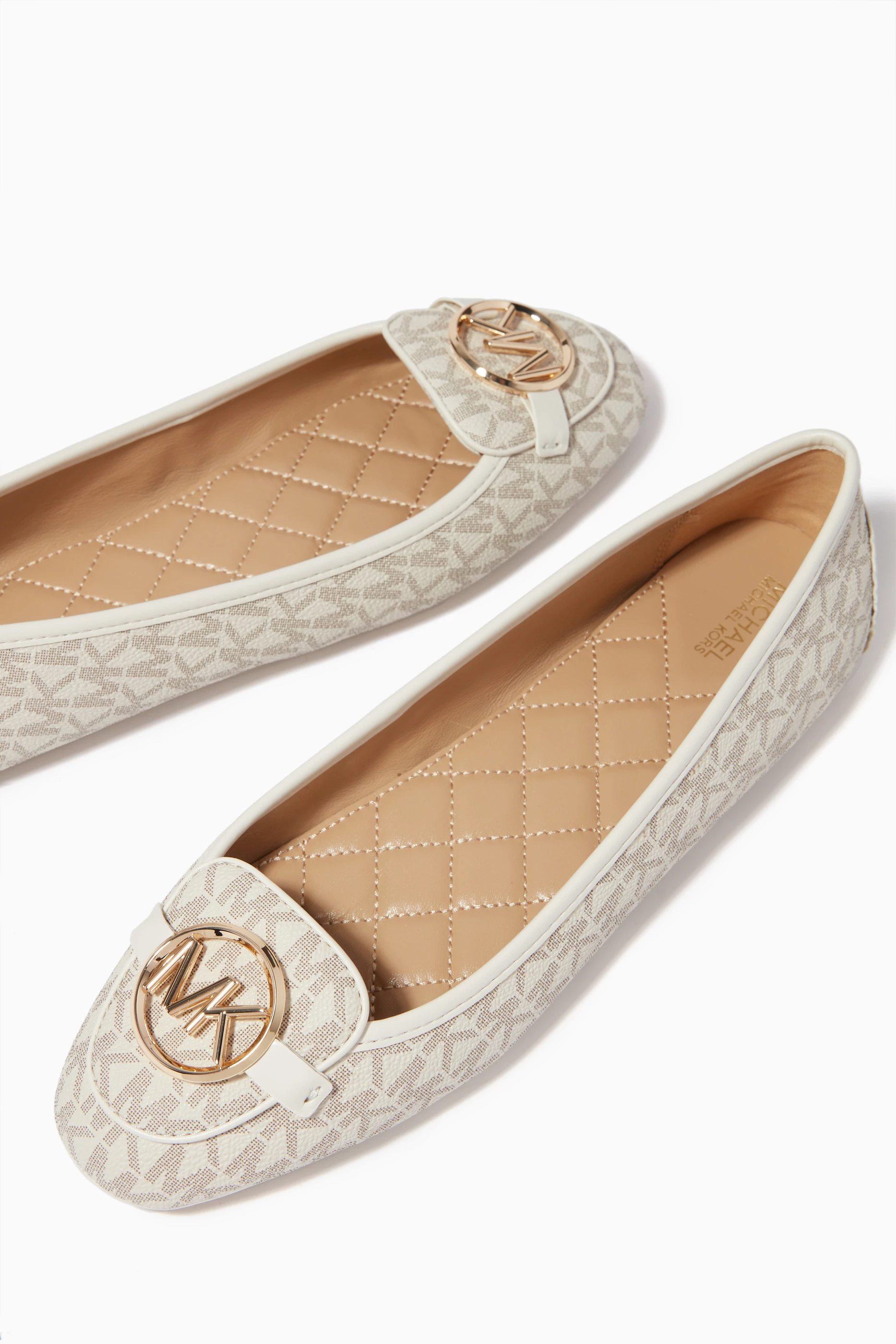 Michael Kors Flats White Michael Michael Kors Nori Leather