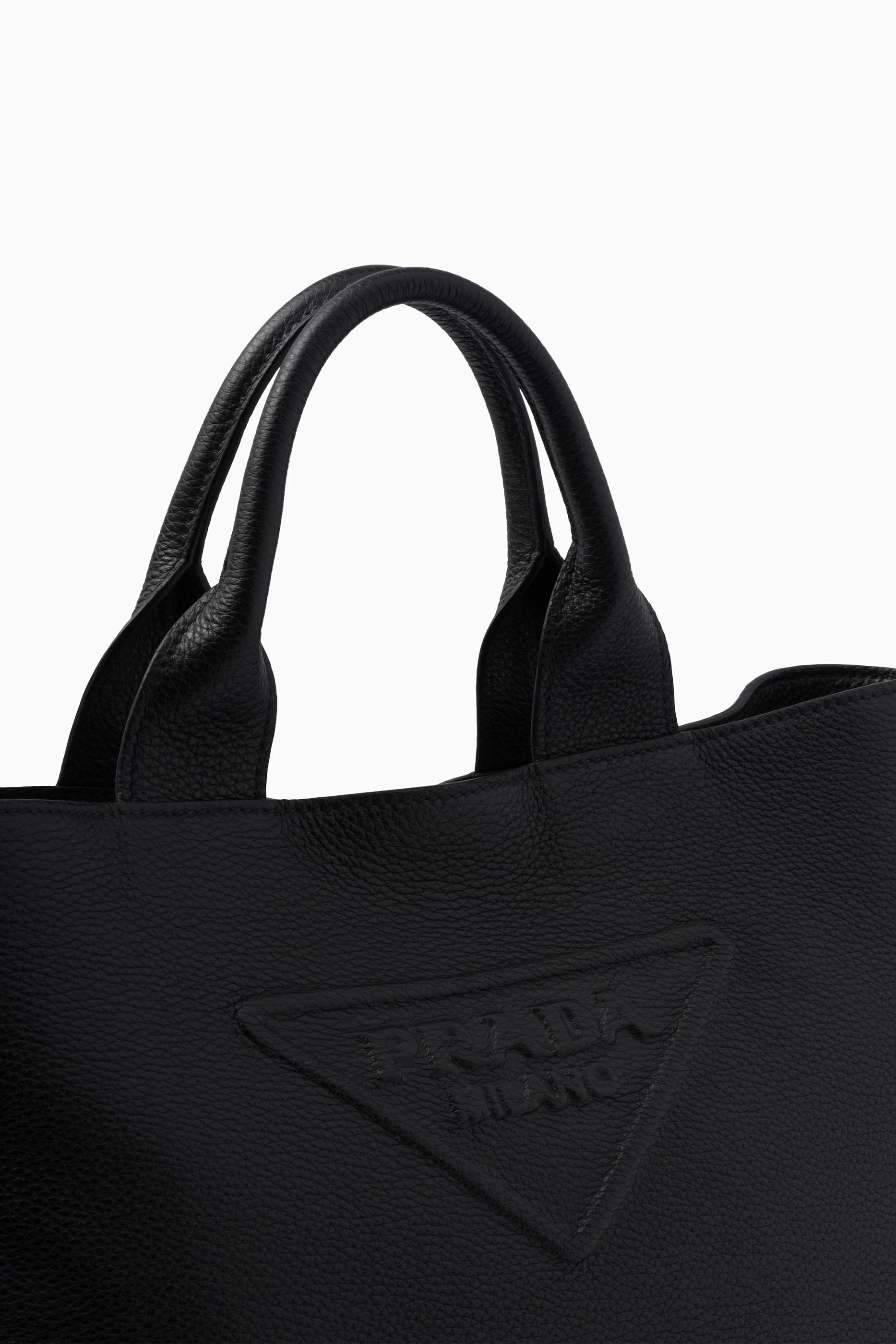 Buy Prada Black Embossed Logo Tote Bag in Leather for Men Online 