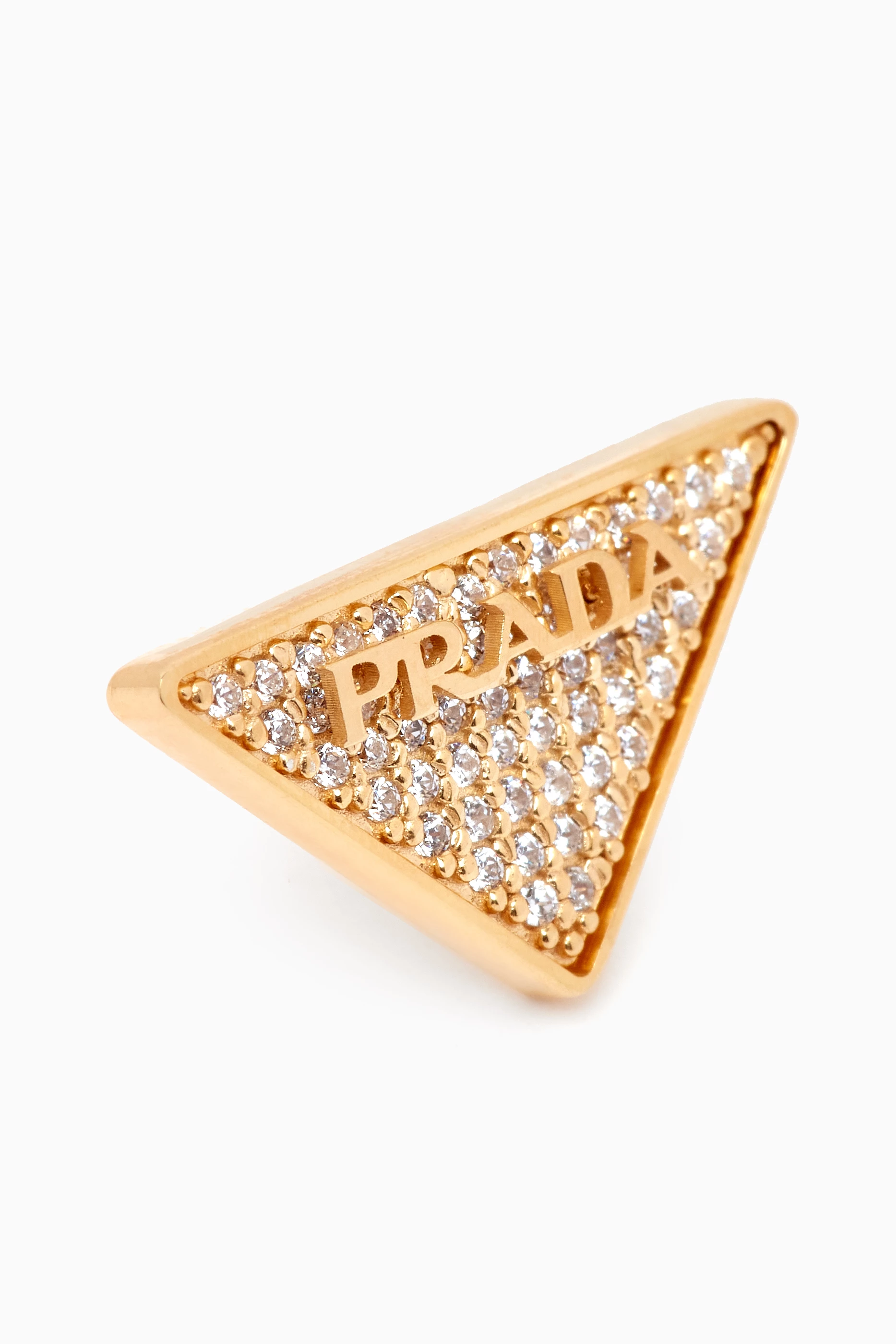 Buy Prada White Crystal studded Logo Stud Earrings in Metal for Men Online Ounass Kuwait