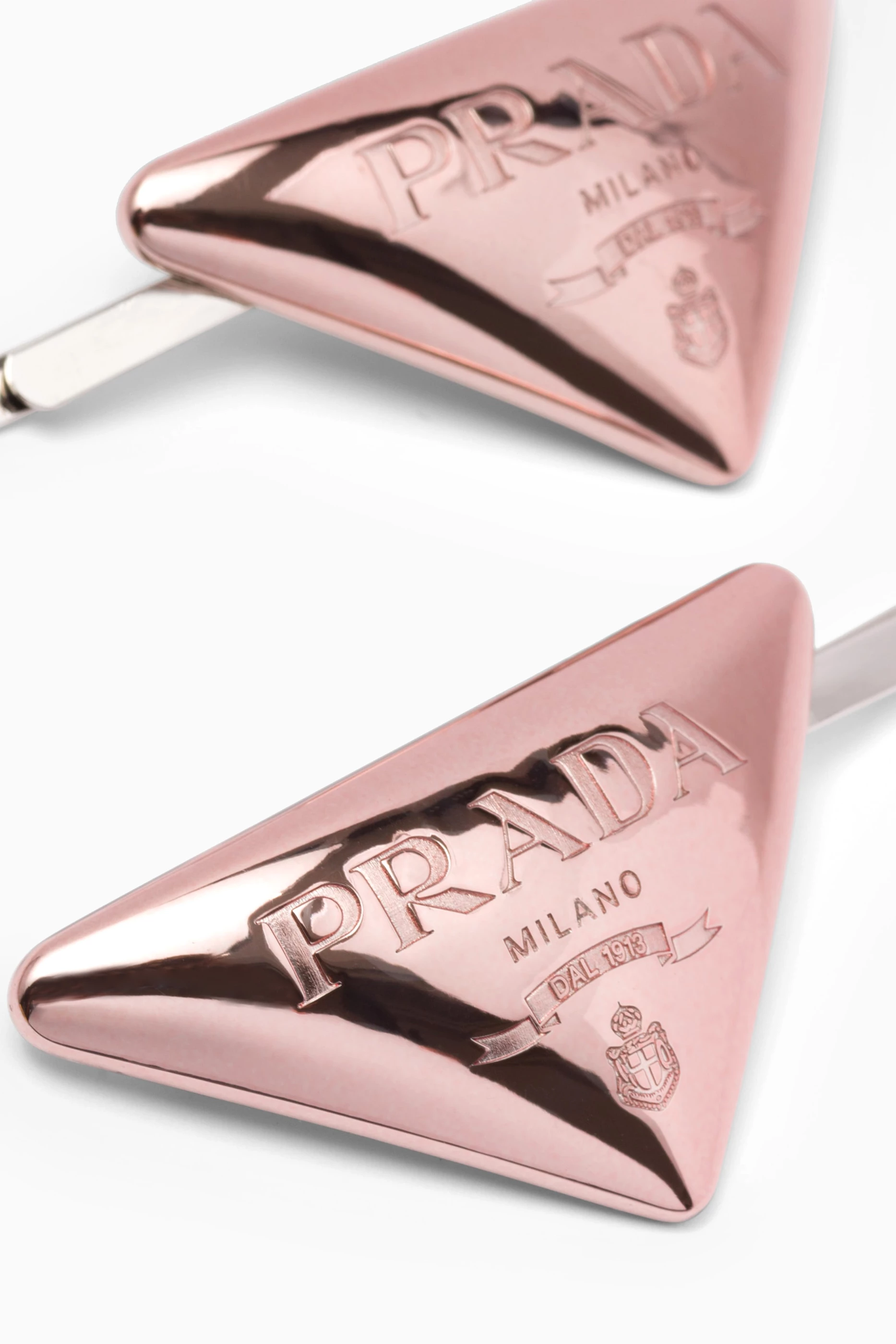 Buy Prada Pink Triangle Logo Hair Clip in Brass for Women Online