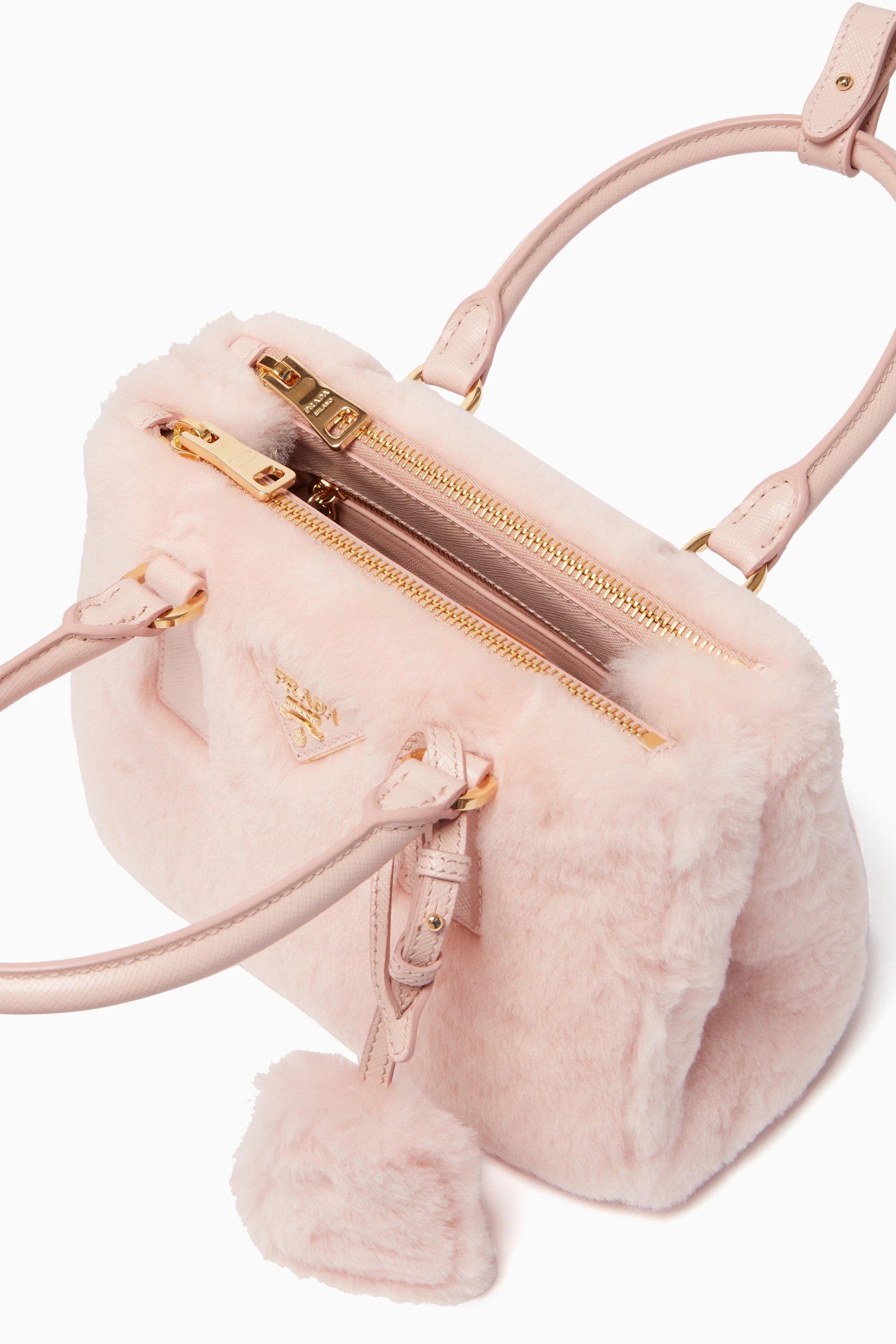Buy Prada Pink Micro Galleria Tote Bag in Faux Fur Leather for Women Online Ounass Kuwait