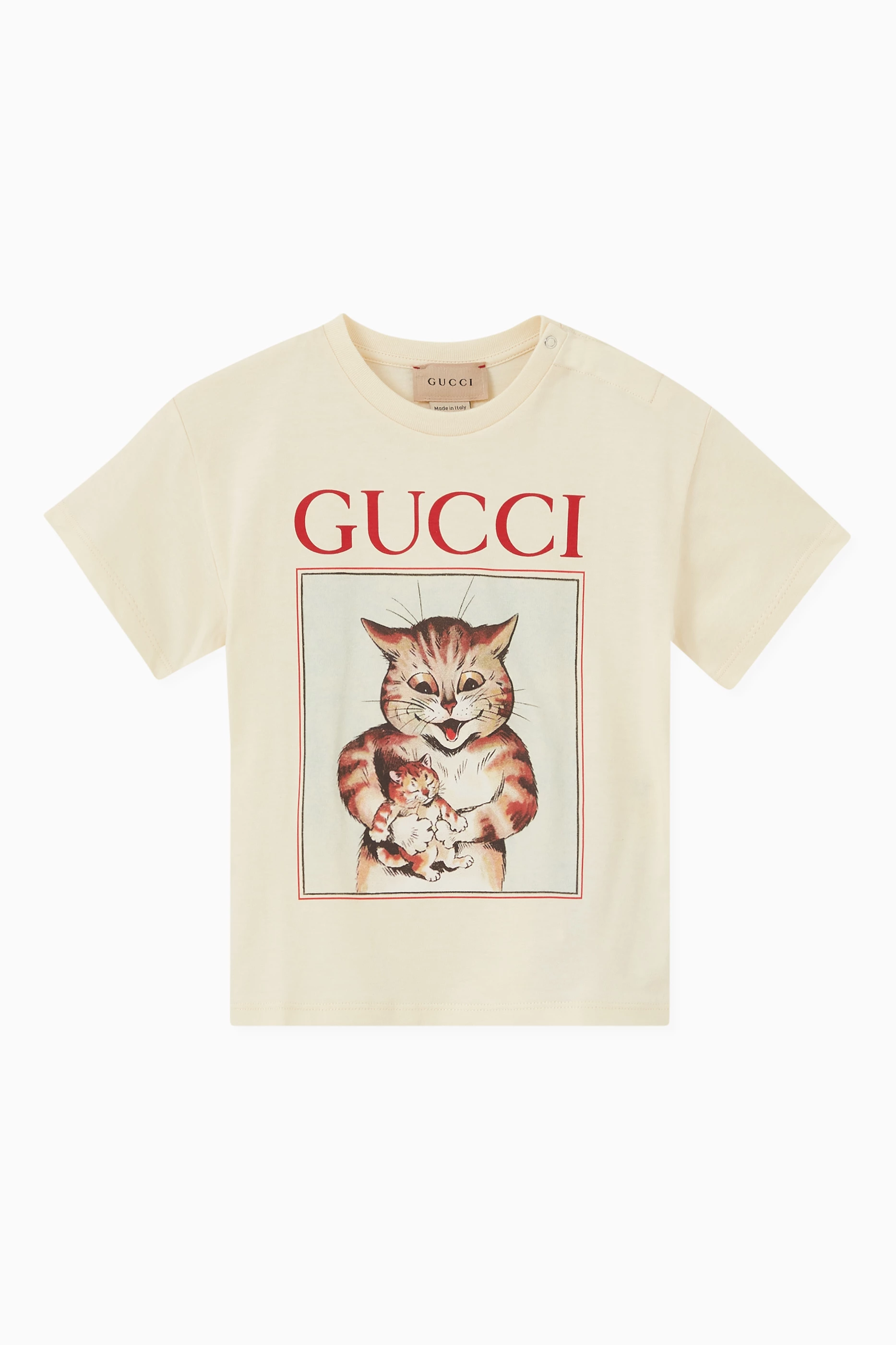 Buy Gucci Neutral Cat Print T-shirt in Cotton for UNISEX Online 