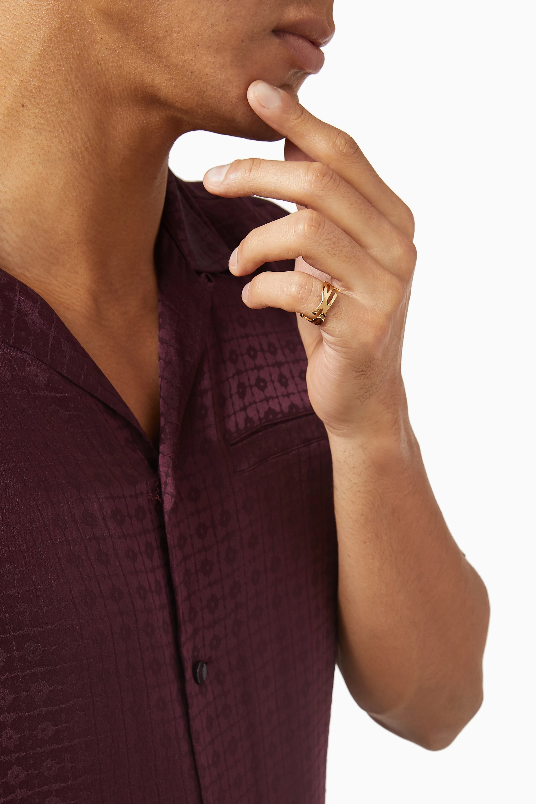 Buy SAINT LAURENT Gold Opyum Twist Ring in Metal for UNISEX