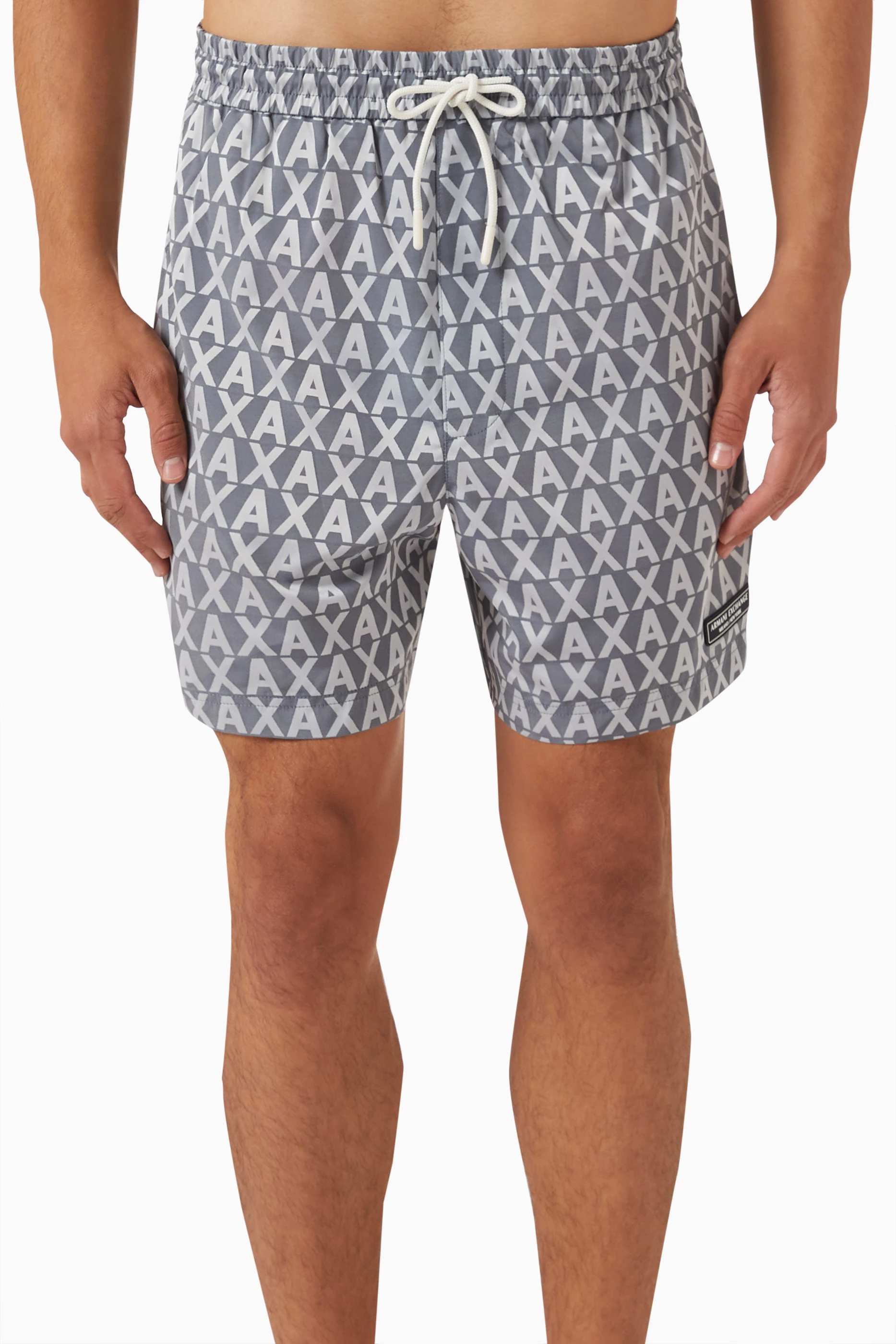 Buy Armani Exchange White Woven Logo Shorts in Cotton for Men