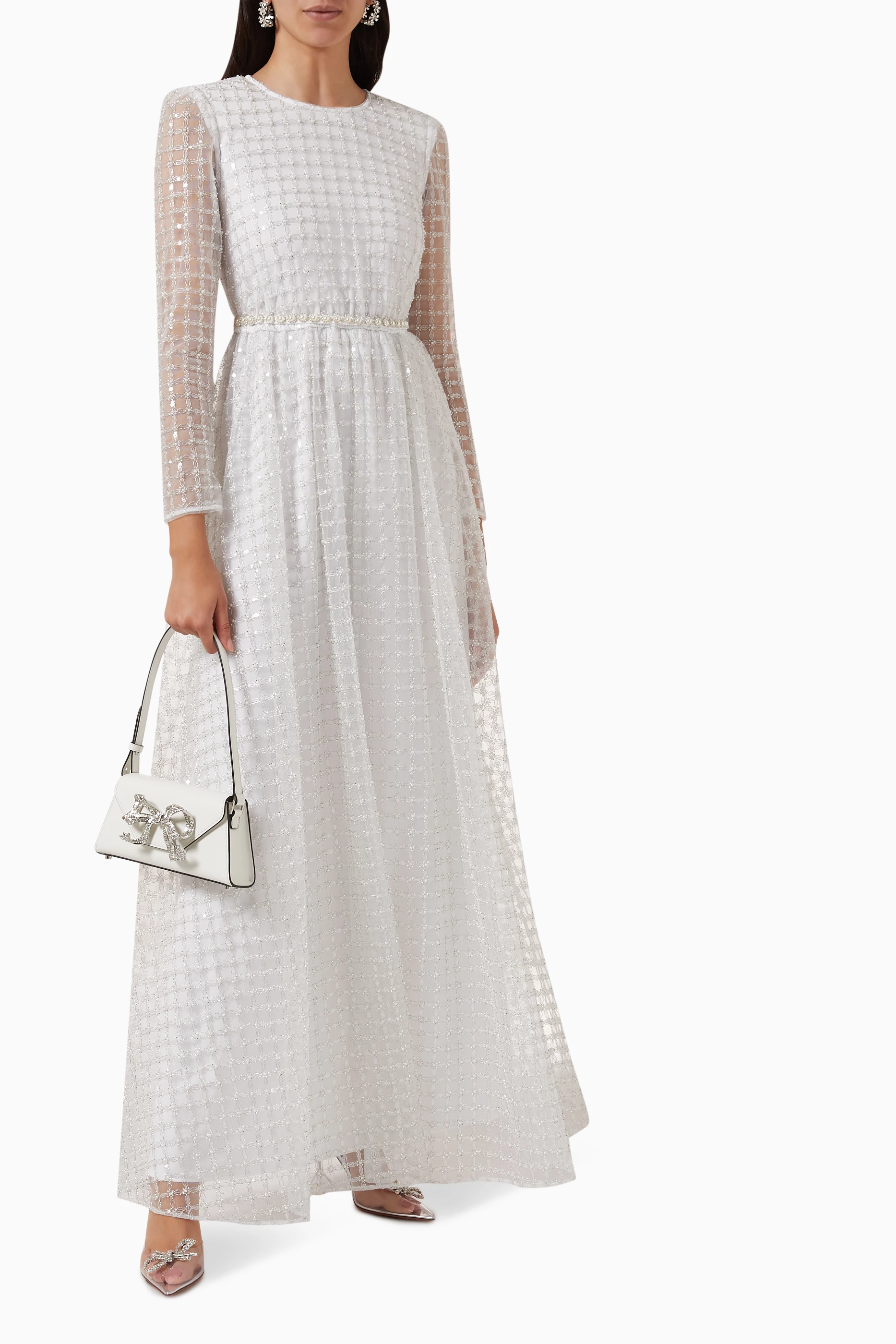 self portrait grid sequin maxi dress Buy Self-Portrait Neutral Grid Sequin Maxi Dress for Women Online