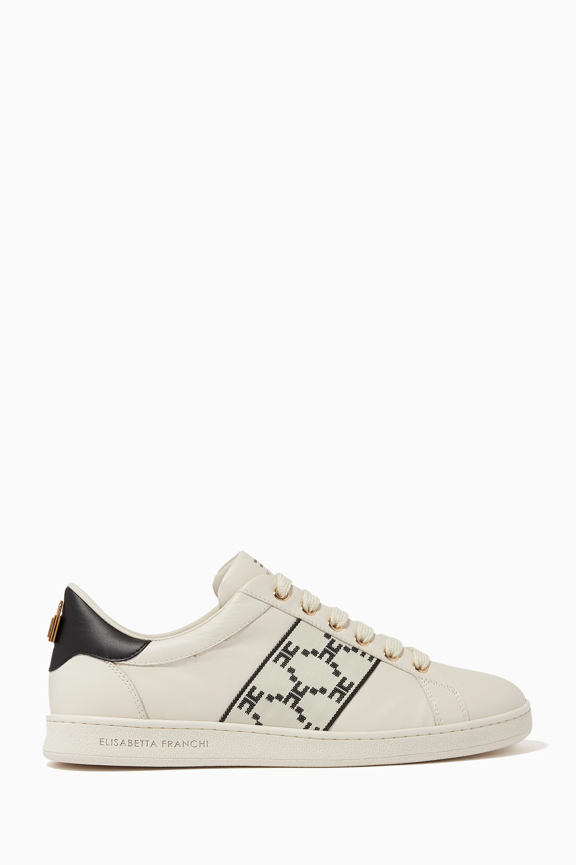 Buy Elisabetta Franchi Neutral Logo Low top Sneakers in Nappa for Women Online Ounass Kuwait