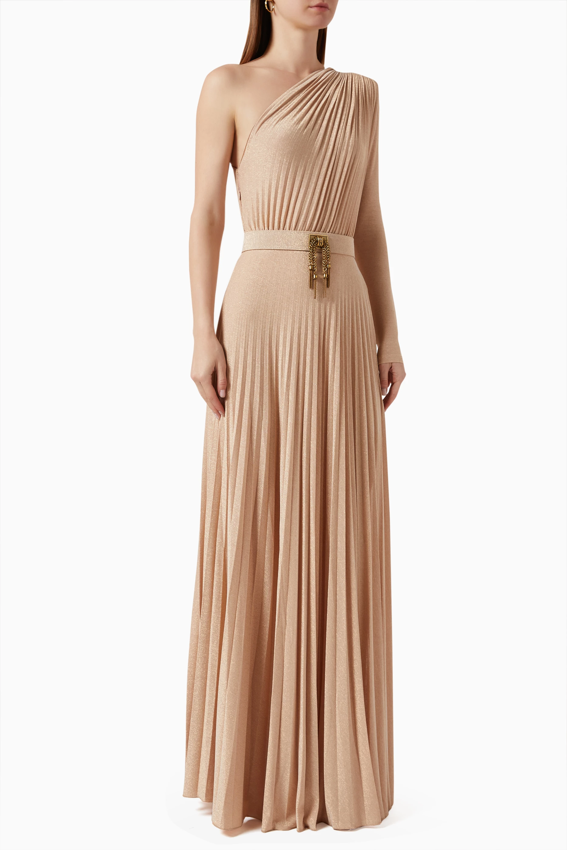elisabetta franchi beige dress Abito Midi in Maglia Argilla Elisabetta Franchi – FerrarisBoutique main image 1