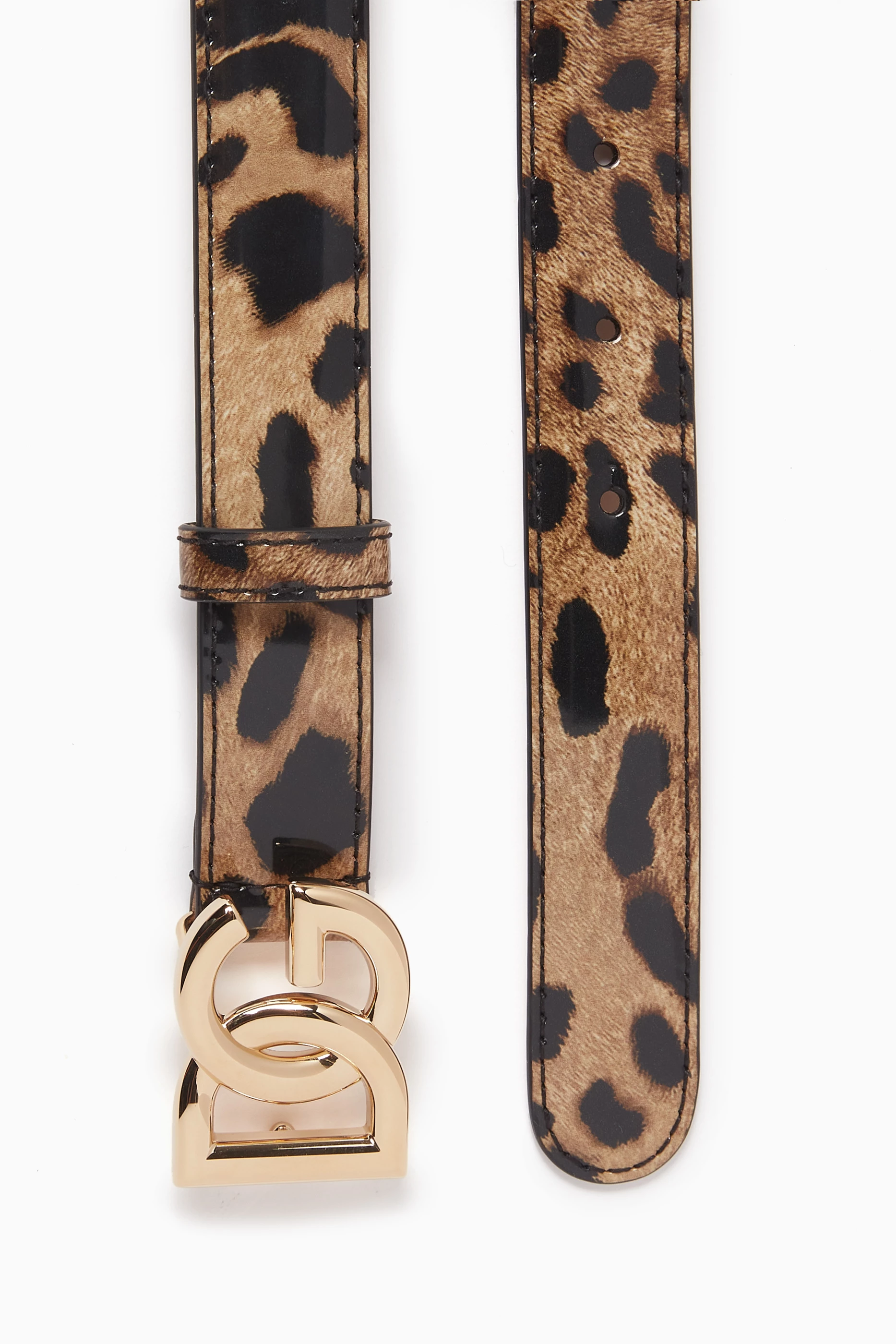 ベルト Dolce & Gabbana Leopard Print Belt Leopard-print glossy calfskin belt with DG logo in Animal