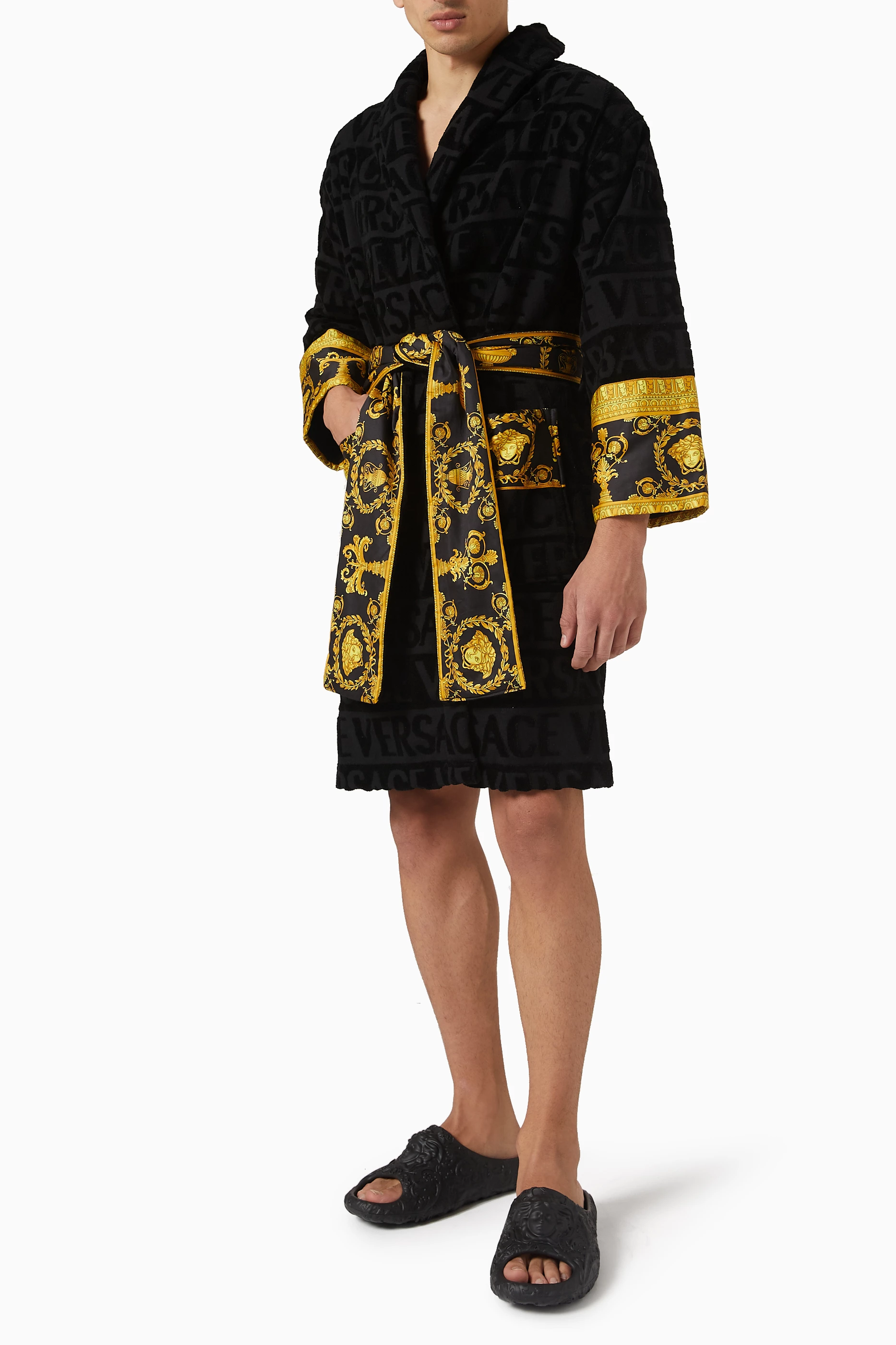 Buy Versace Black Medusa Amplified Bathrobe in Cotton for