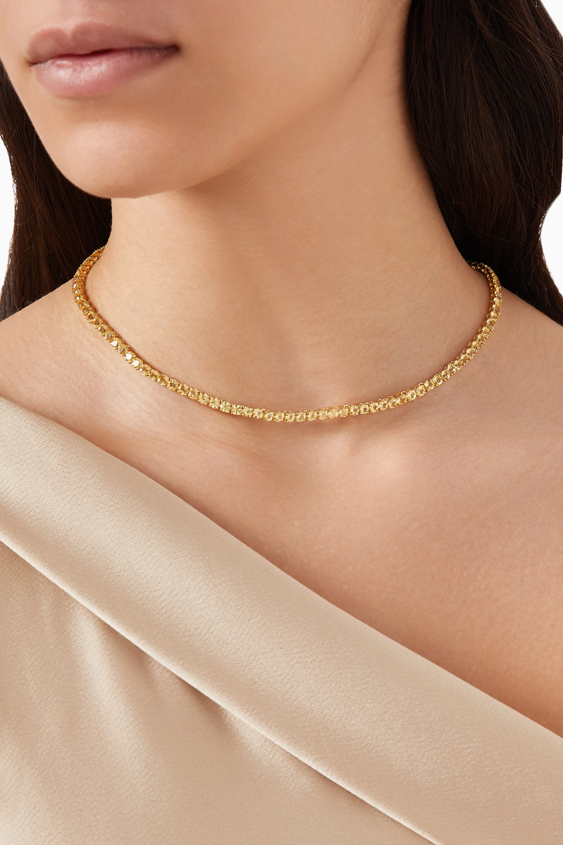 Buy Swarovski Yellow Matrix Tennis Necklace in Gold-plated Metal