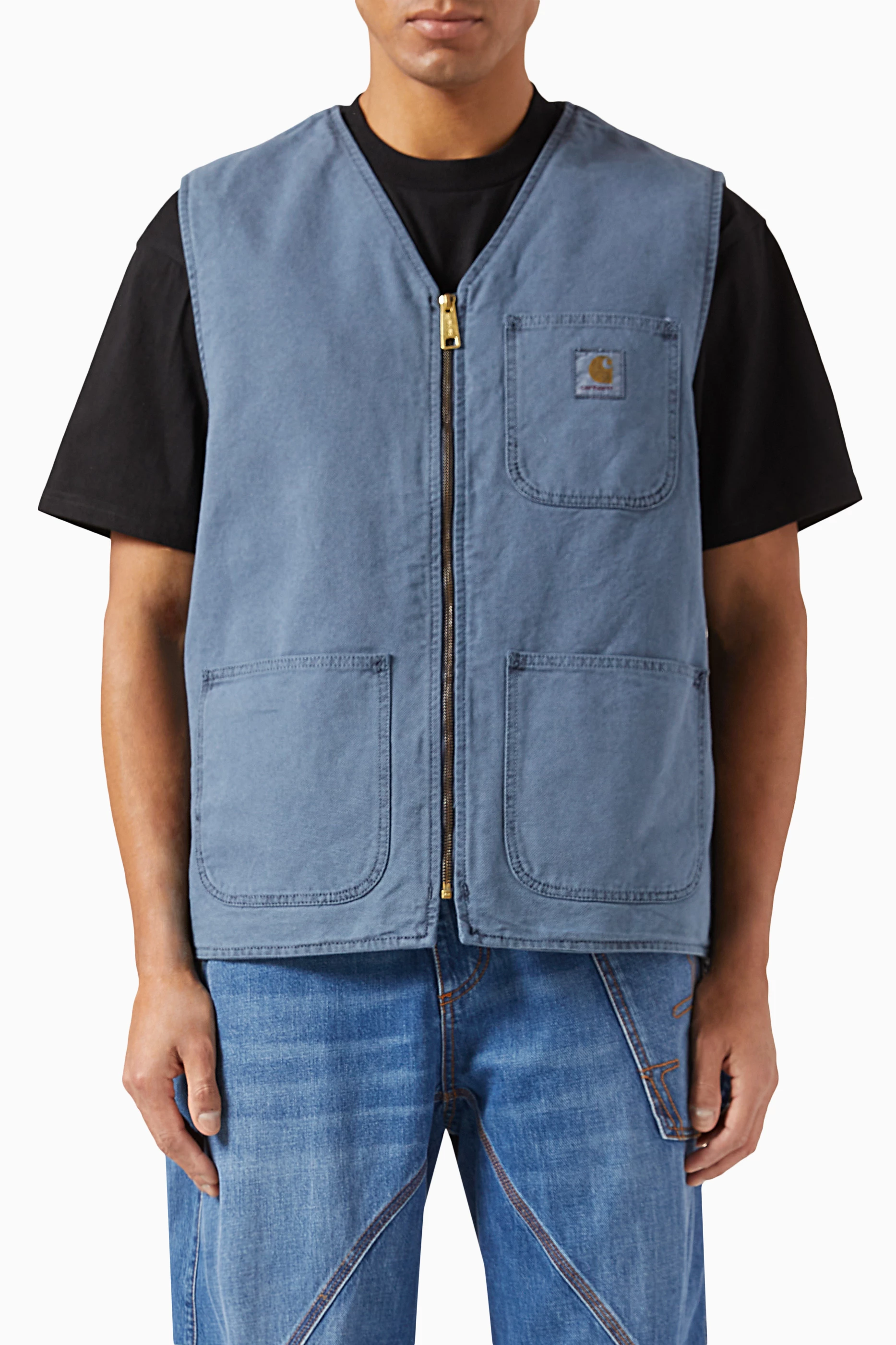 Buy Carhartt WIP Blue Arbor Vest in Dearborn Canvas for Men Online