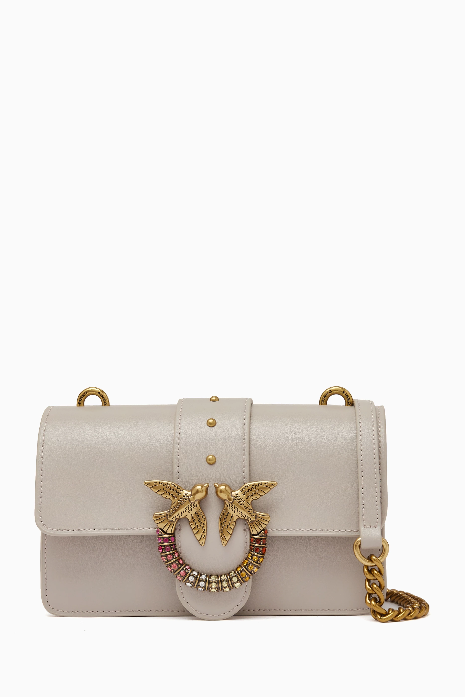 Buy PINKO Grey Mini Love Click Crossbody Bag in Smooth Leather for Women Online Ounass Kuwait