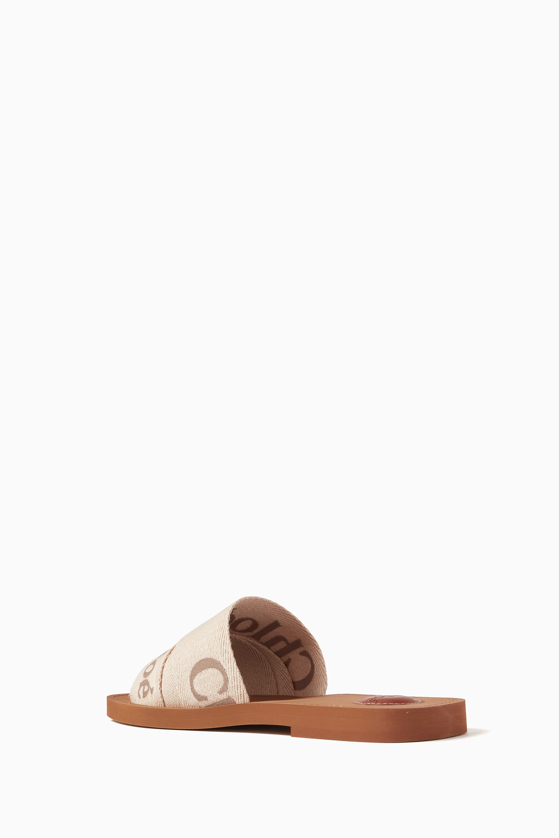 Buy Chloé Pink Woody Square-toe Flat Sandals in Linen for