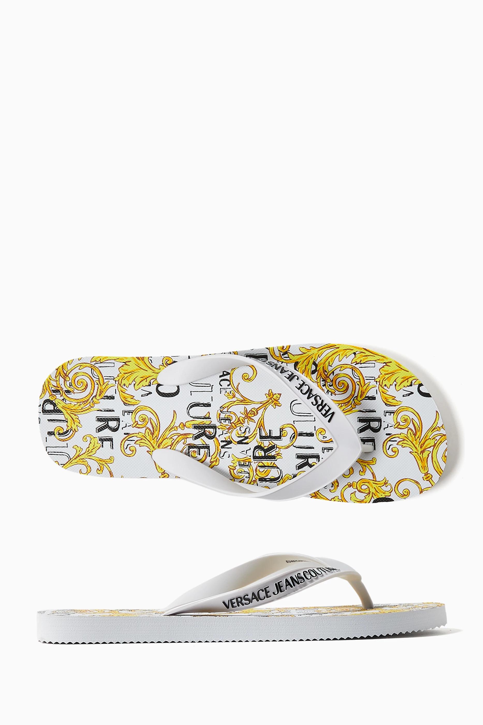 Buy Versace Jeans Couture White Logo Flip-flops in Rubber for