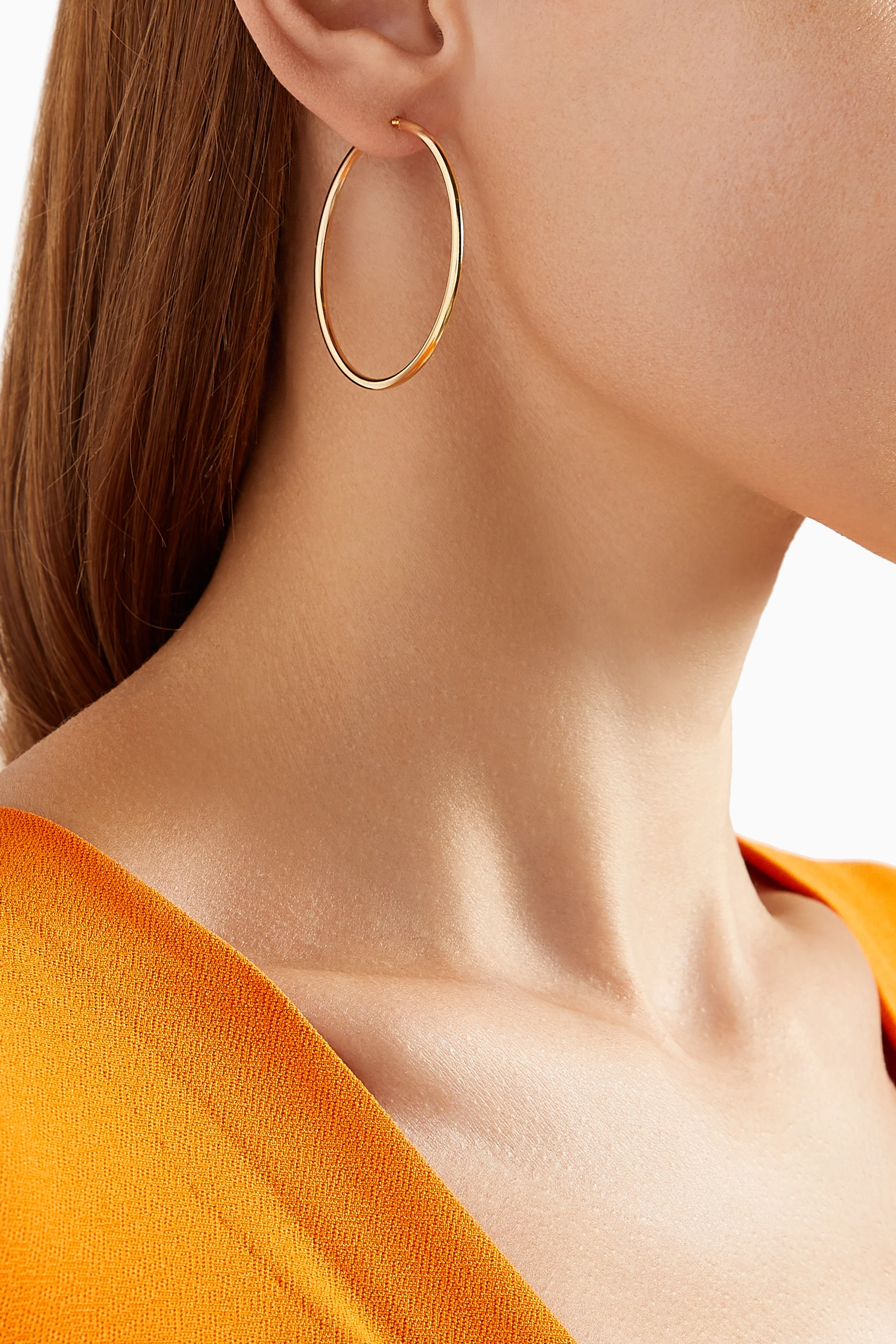 Round hoop earrings gold top