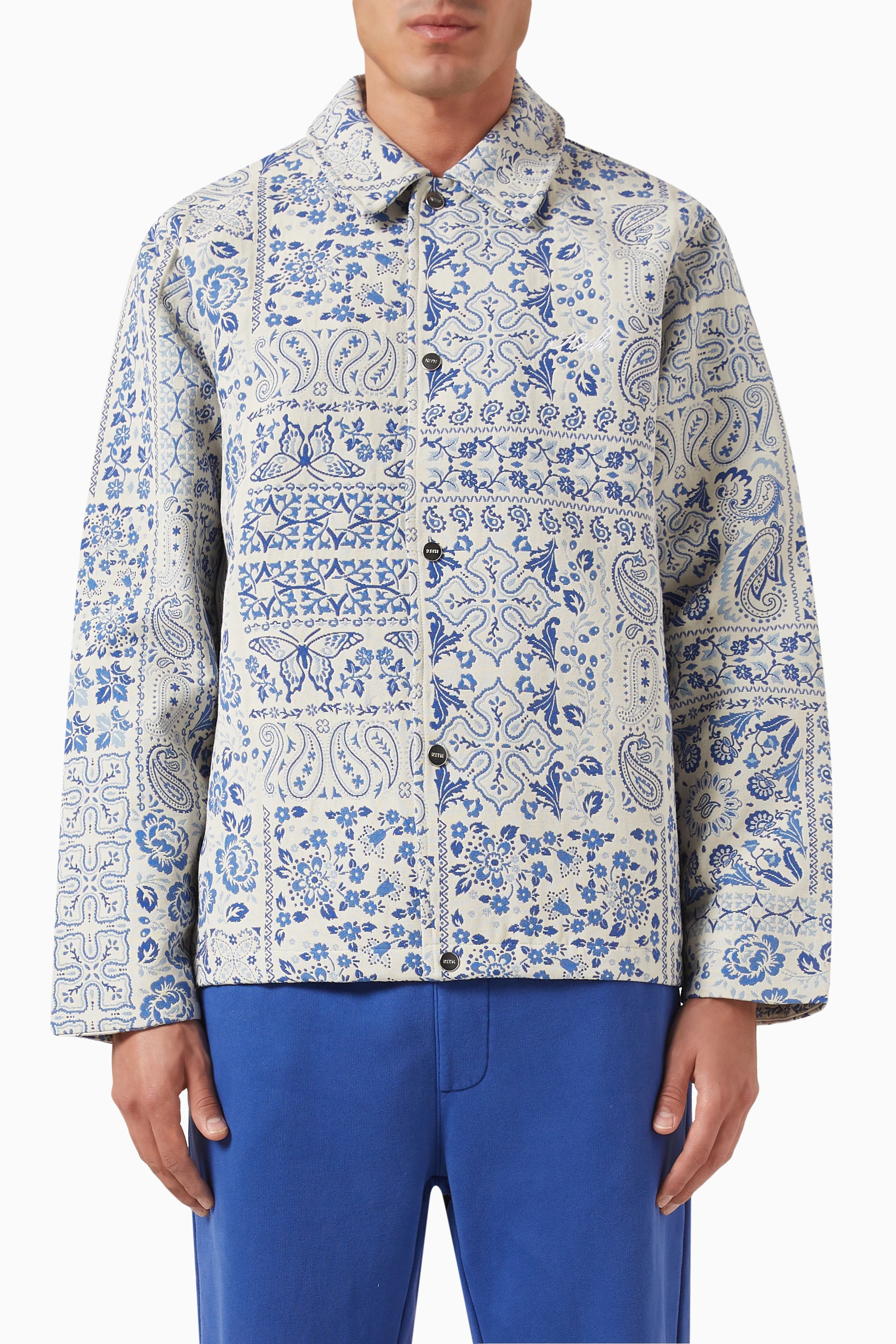 ジャケット・アウター kith tapestry coaches jacket 22ss Buy Kith Neutral Tapestry Coaches Jacket in Cotton-blend