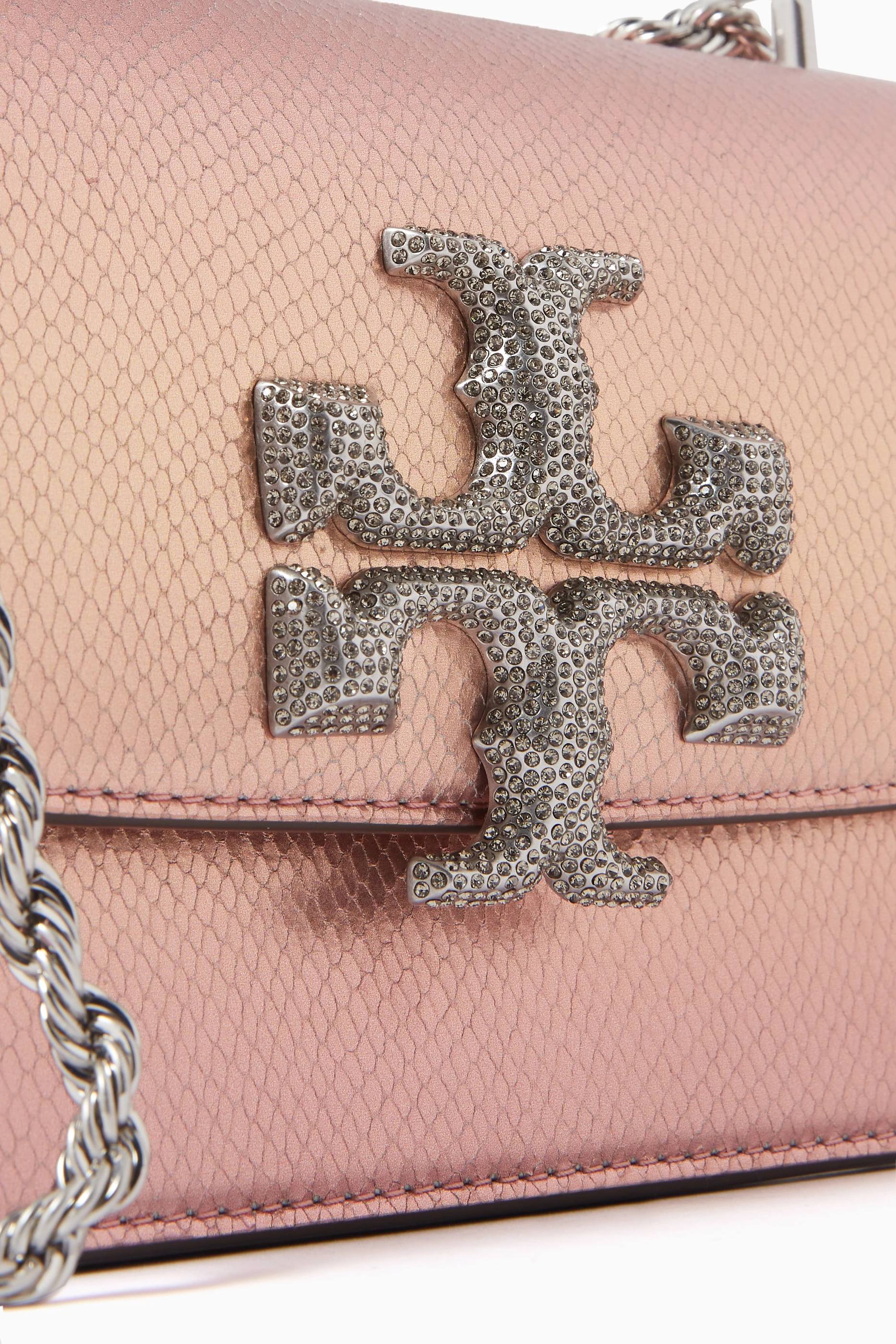 Buy Tory Burch Pink Small Eleanor Bag in Metallic Snake