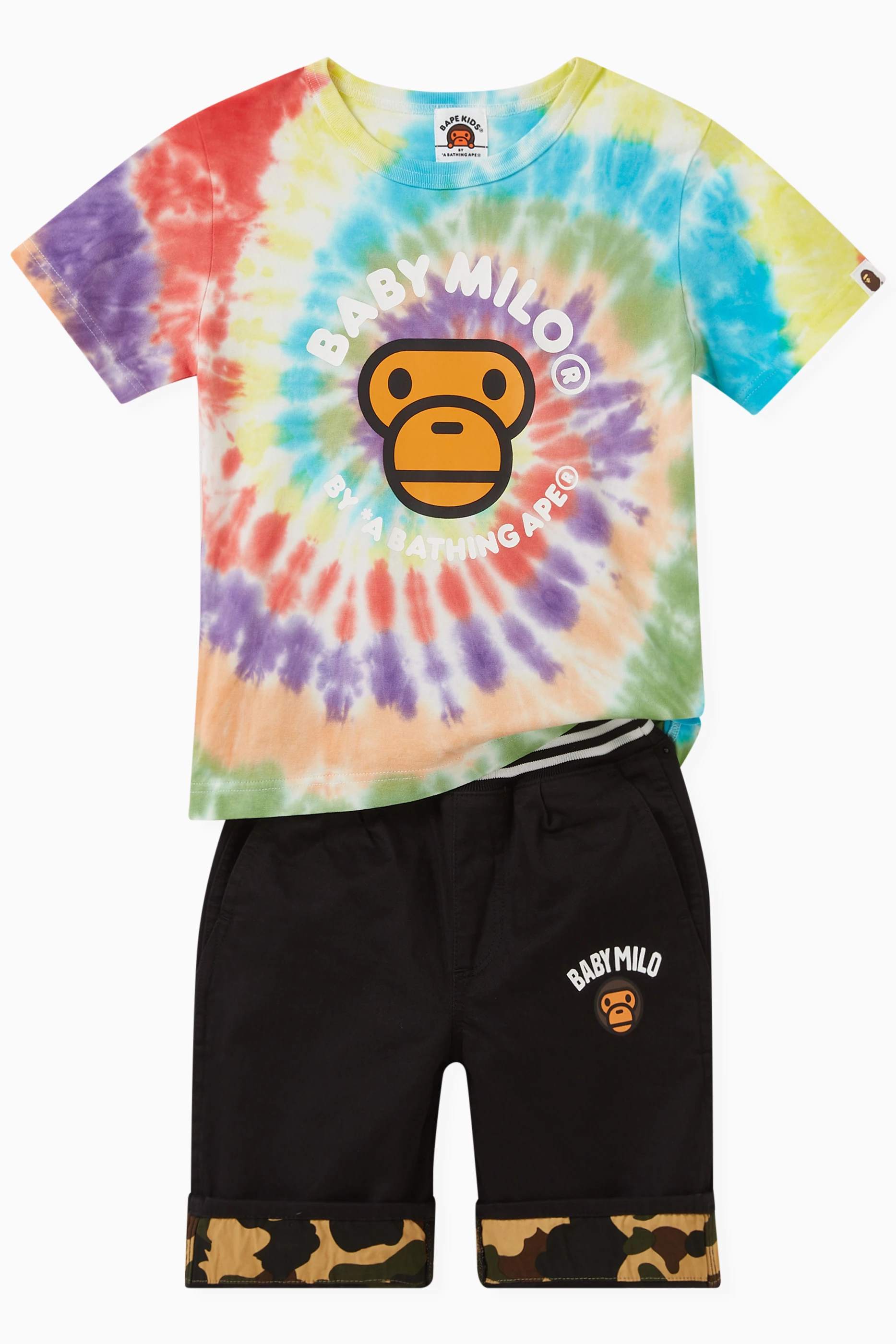 Buy A Bathing Ape Orange Baby Milo Tie dye T shirt in Cotton for Boys Online Ounass Kuwait