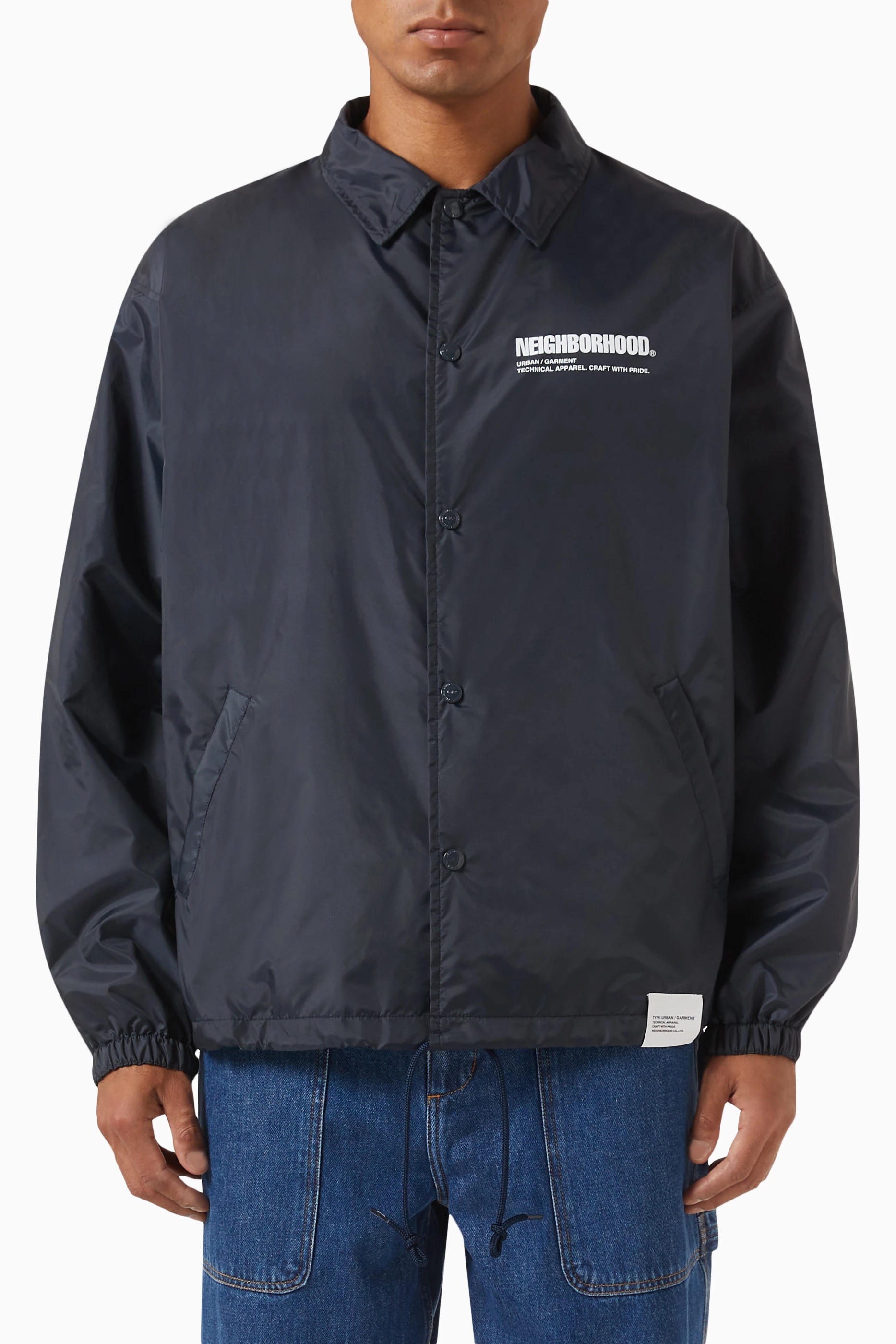 Buy Neighborhood Blue Windbreaker Jacket in Nylon Taffeta for Men