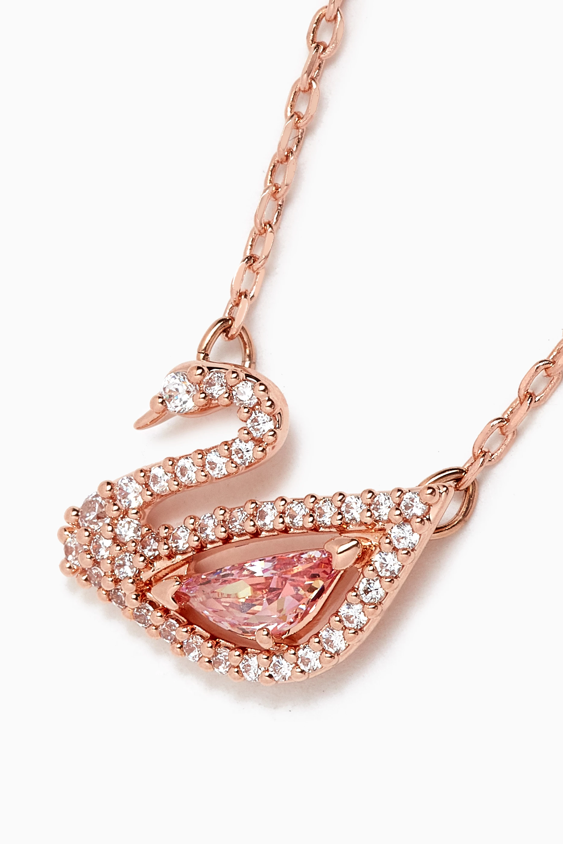 Dazzling Swan Necklace in Rose-gold Plated Metal