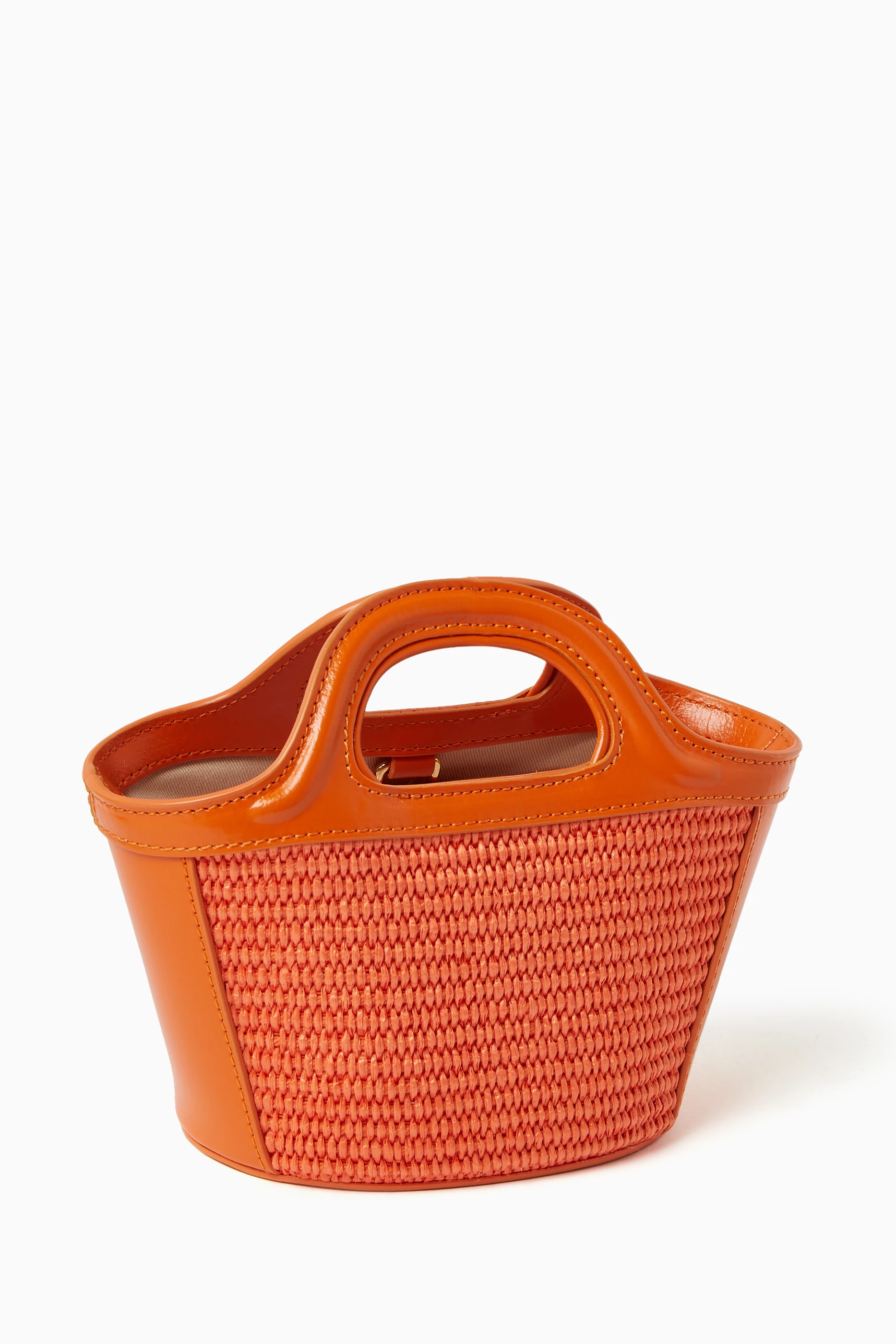 Buy Marni Orange Micro Tropicalia Bag in Leather & Raffia for