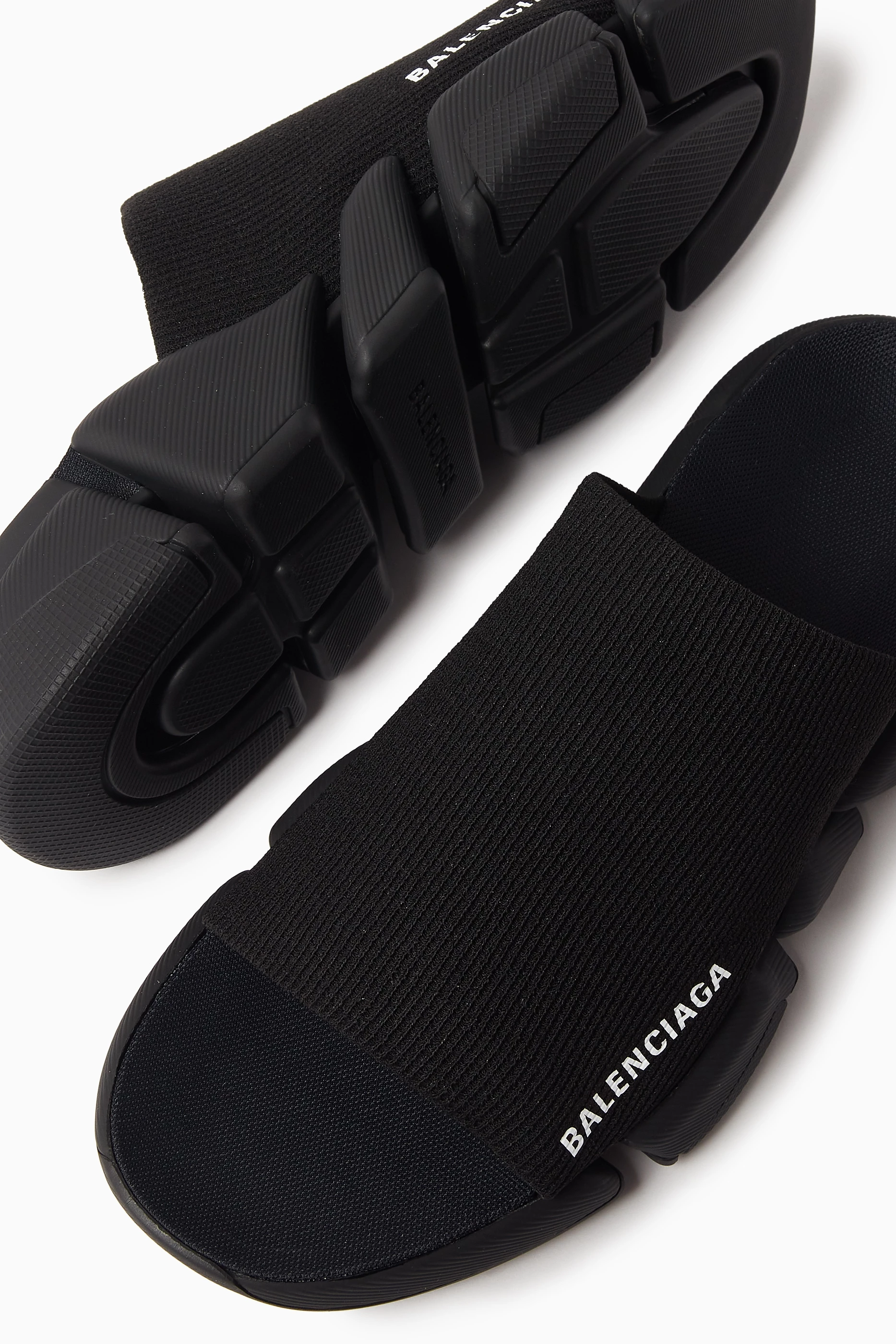 Buy Balenciaga Black Speed Slide Sandals in Recycled Knit for