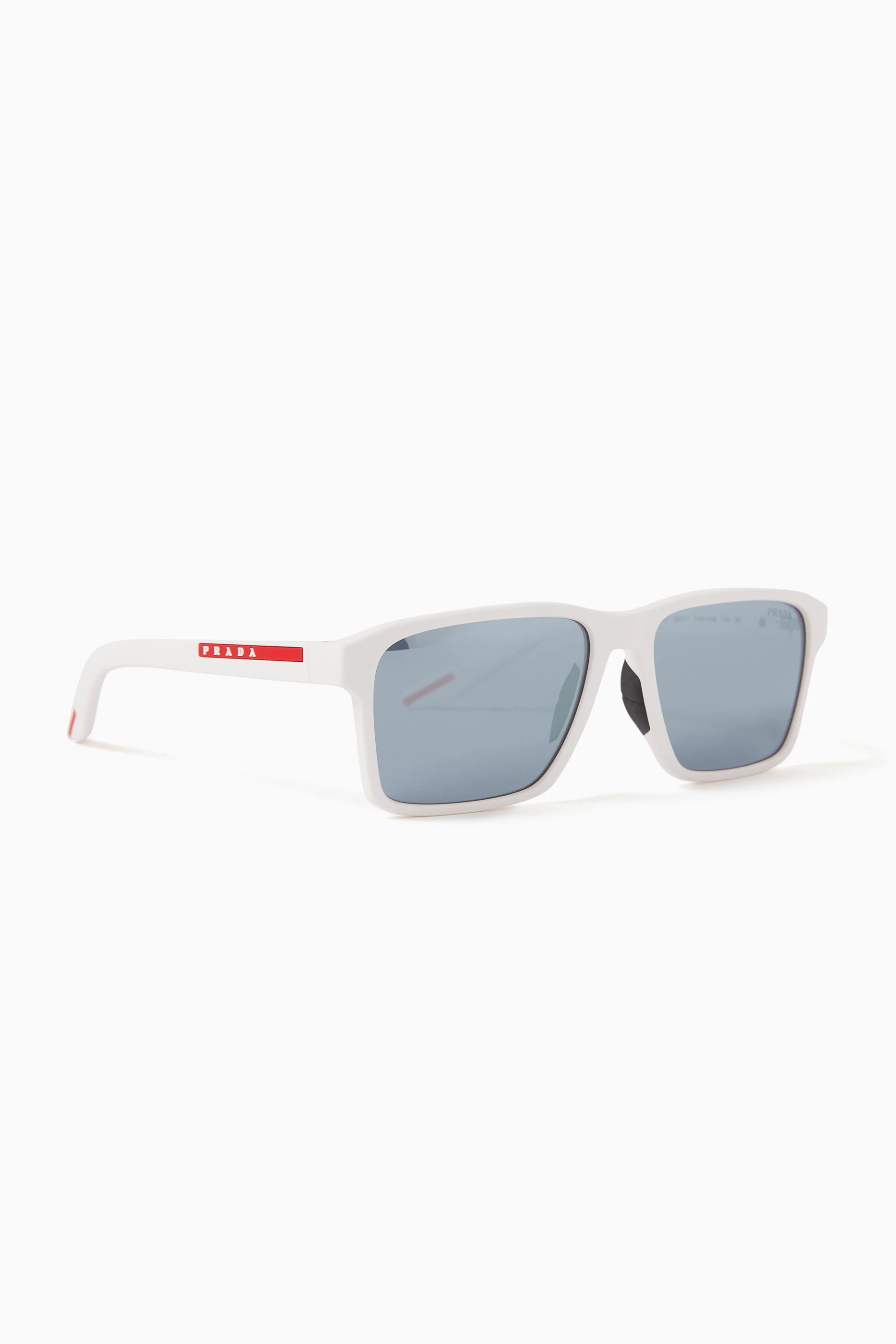 Buy Prada White Linea Rossa Rectangular Sunglasses in Rubber for Men Online Ounass Kuwait
