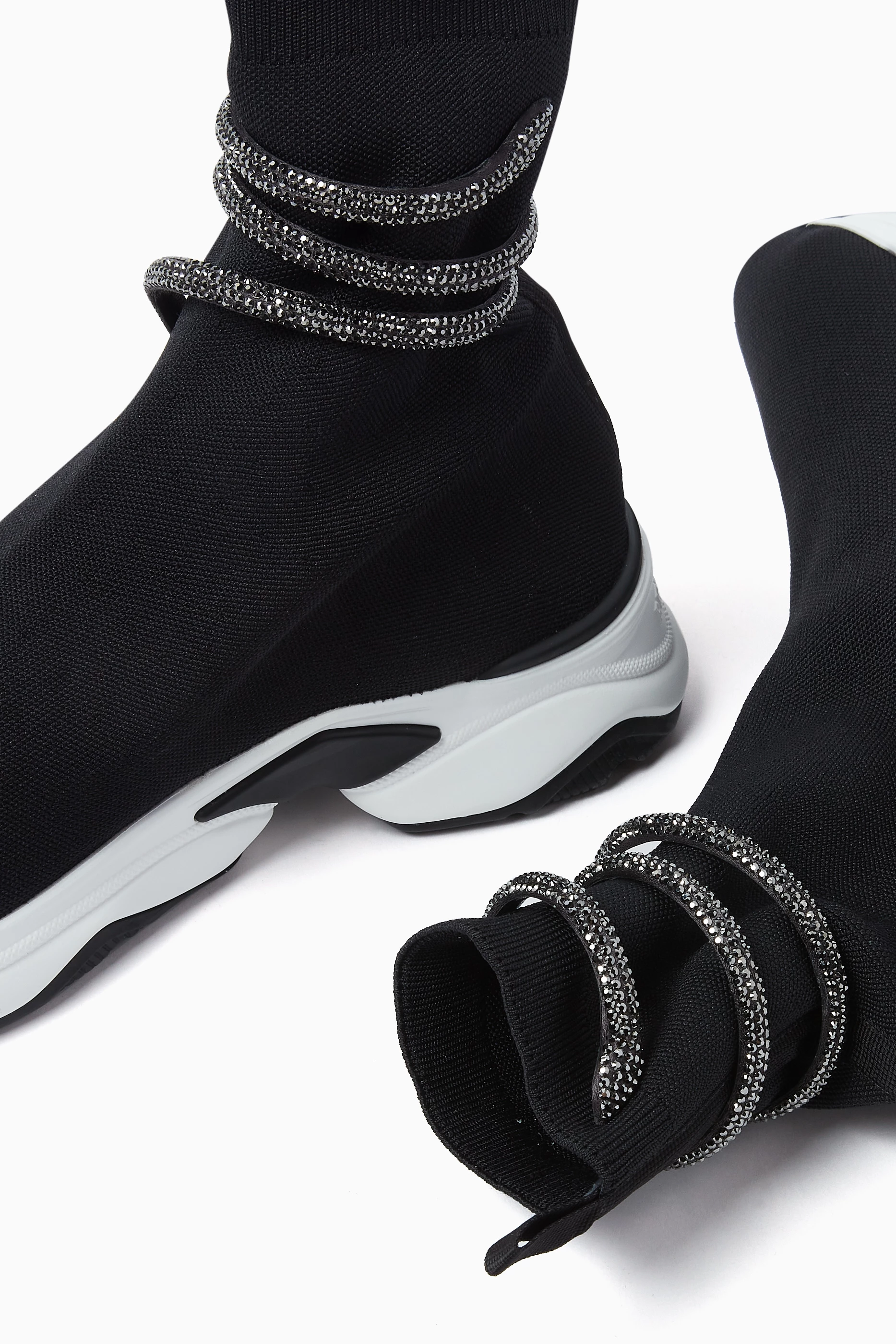 Buy René Caovilla Black Cleo Running Crystal Sneakers in
