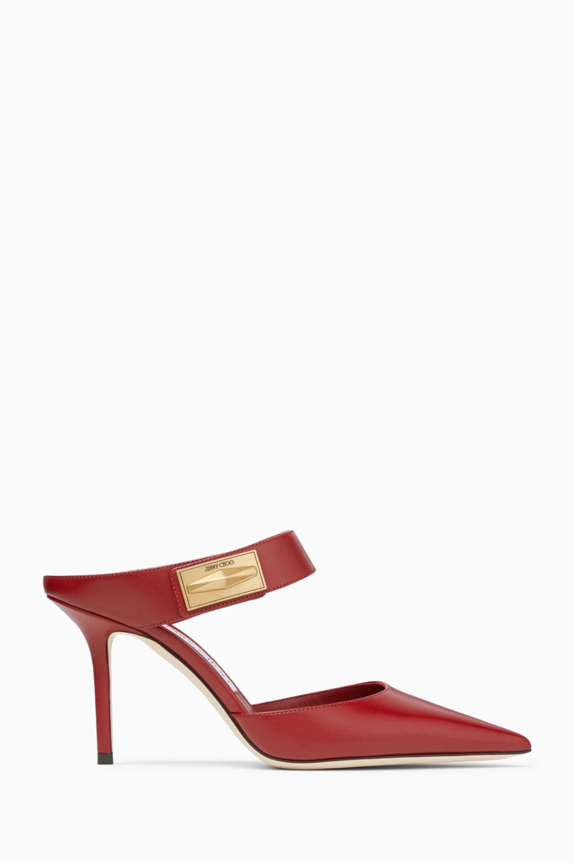 Buy Jimmy Choo Red Nell 85 Mules in Calfskin for Women