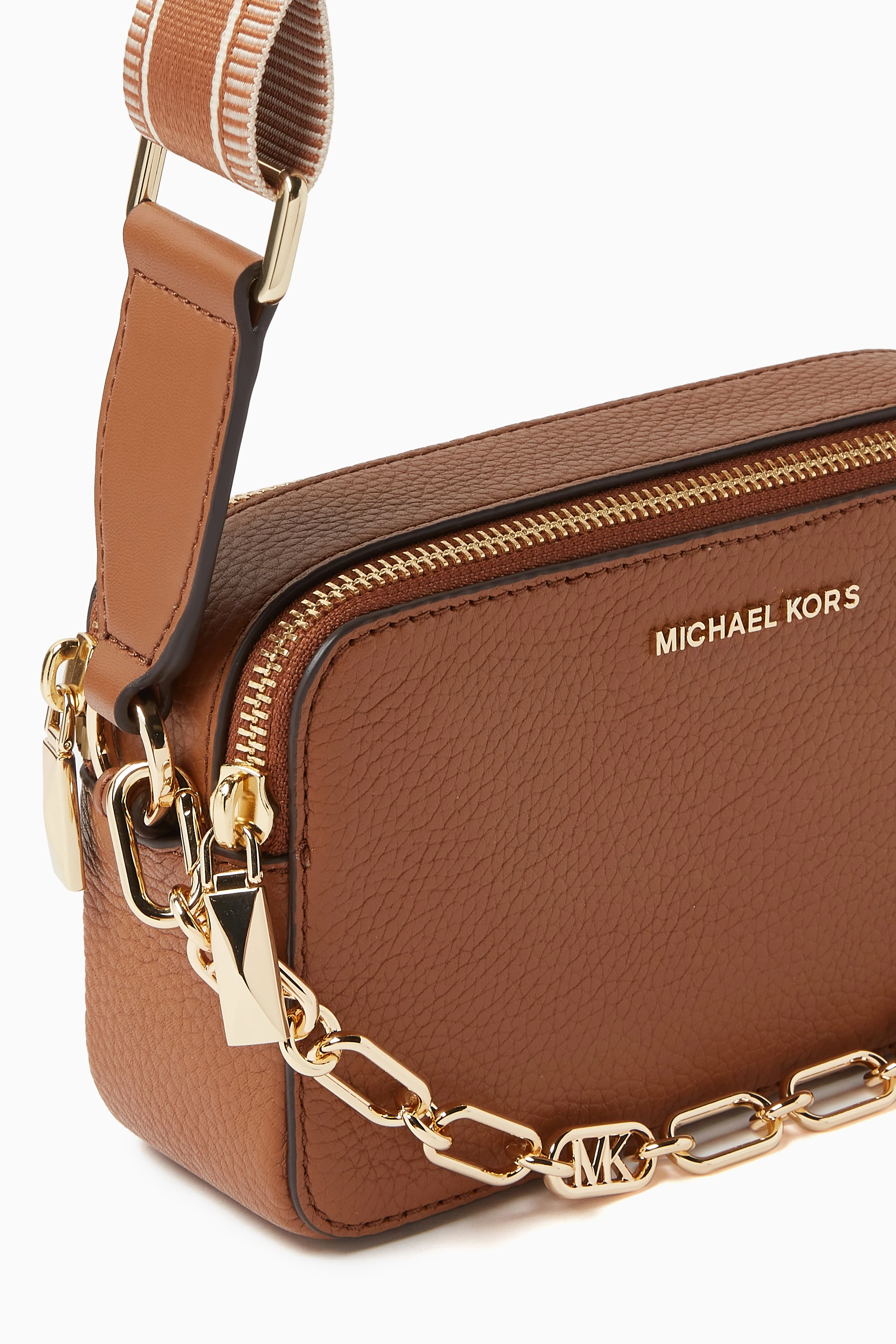 Buy Michael Kors Brown Small Jet Set Double Zip Camera Bag in