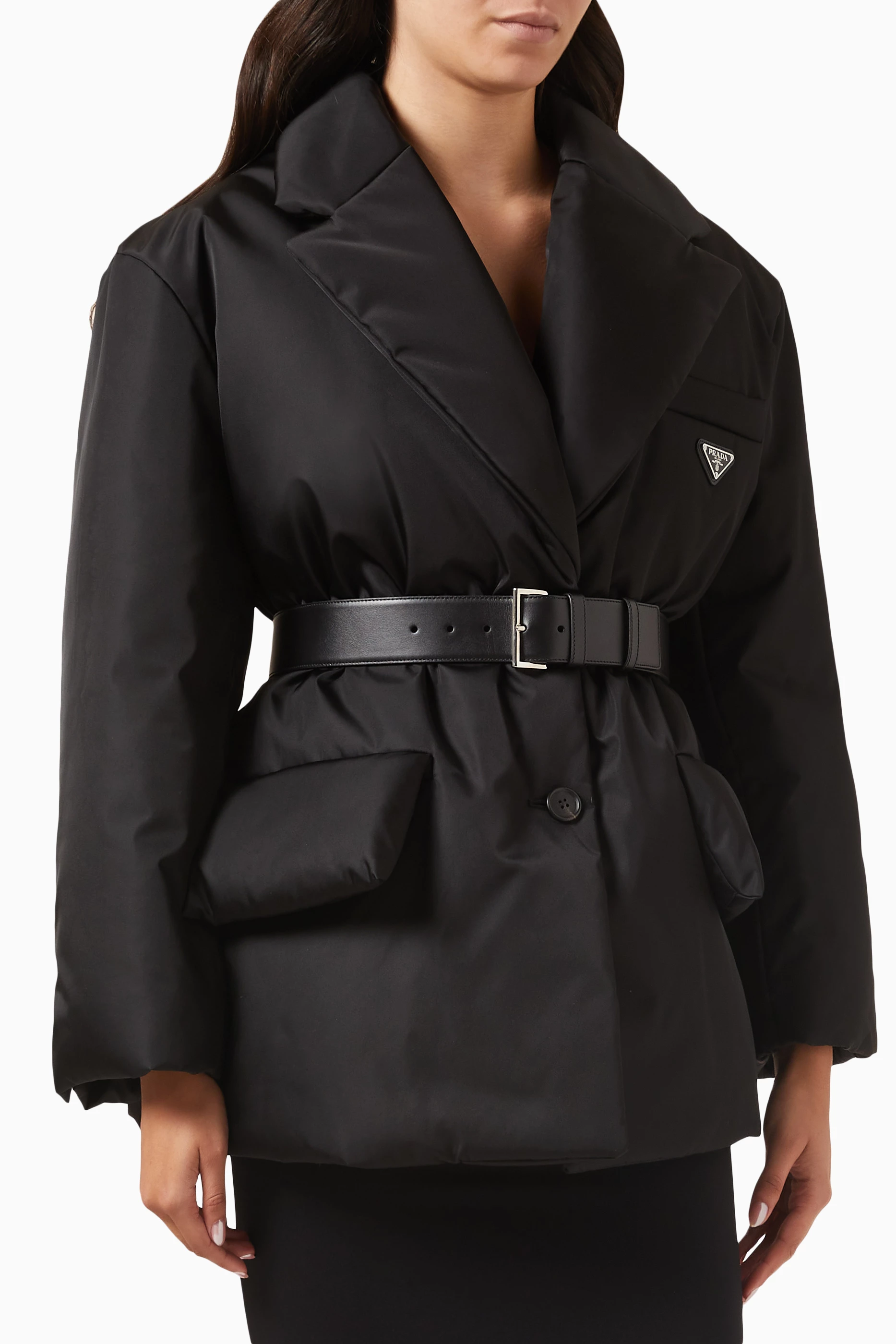 ジャケット・アウター 90s prada silk padded coat (L) black Buy Prada Black Padded Jacket in Re-nylon for Women Online