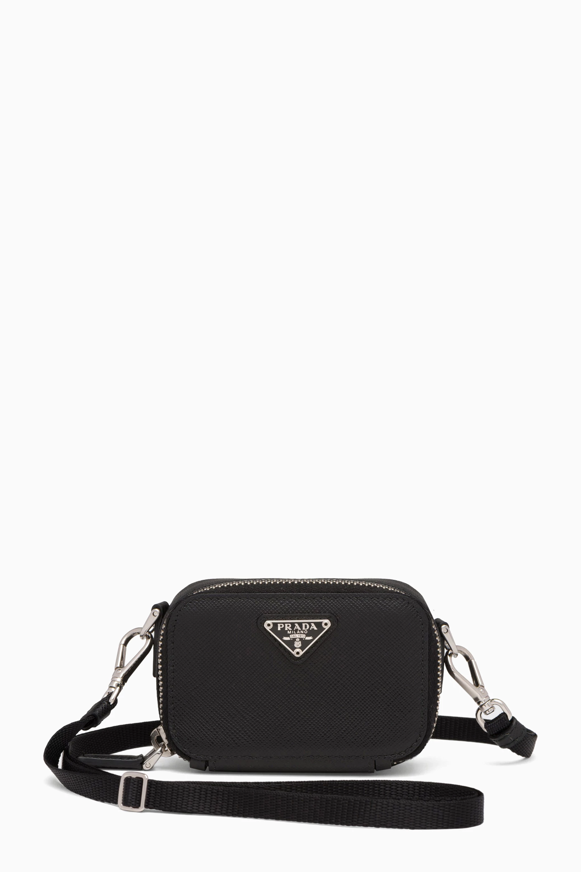 Buy Prada Black Saffiano Leather Mini Pouch for Men Online Ounass Kuwait